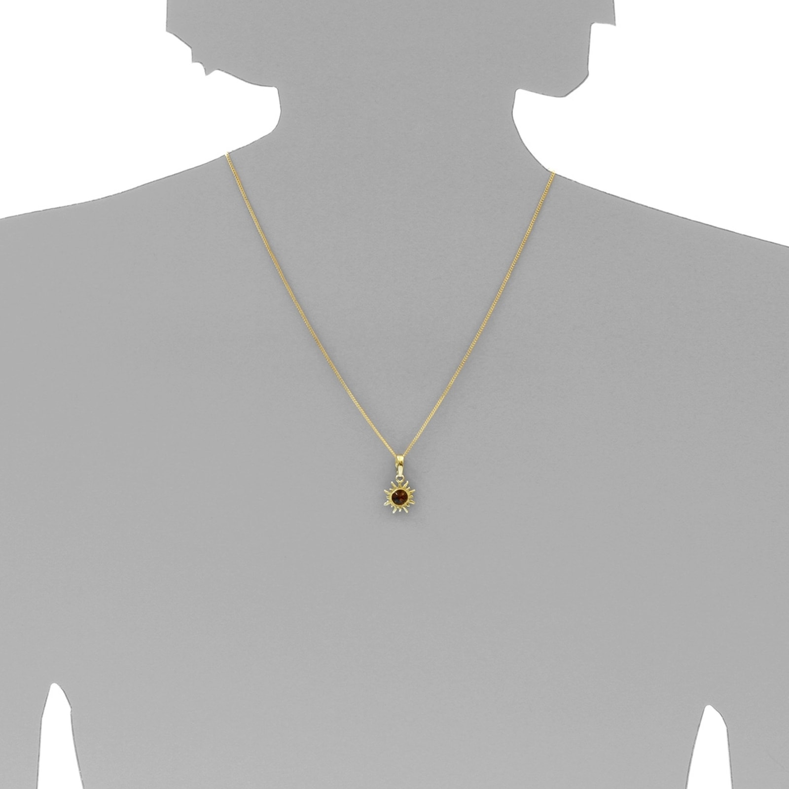 OSTSEE-SCHMUCK Kettenanhänger »- Sonne 14 mm - Silber 925/000, vergoldet - Bernstein«
