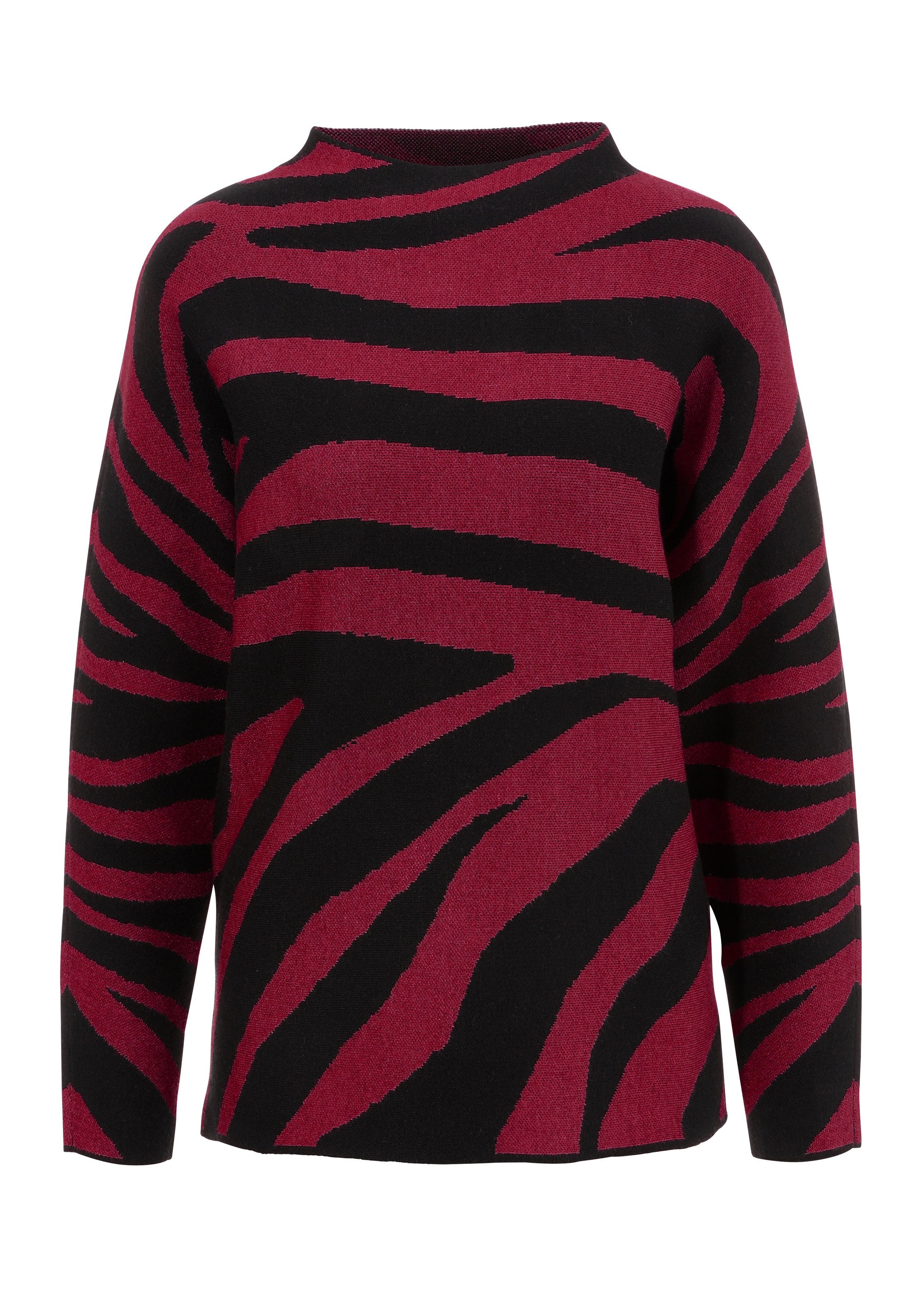 Aniston SELECTED Strickpullover, mit Animal-Muster und weitem Stehkragen