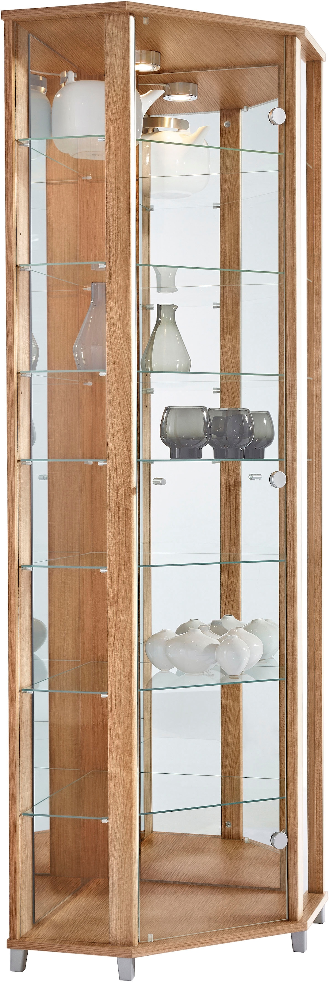 fif möbel Eckvitrine »TRIO Höhe ca. 172 cm, ink. Beleuchtung«, Eckvitrine/Glasvitrine 1x Glastür, perfekt für Sammler, Sammlervitrine