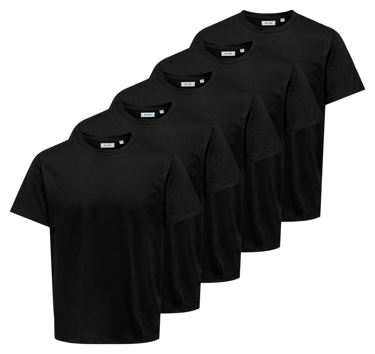 ONLY & SONS Rundhalsshirt "ONSJEFF REG SS TEE 5-PACK OTL" Packung, 5 tlg.