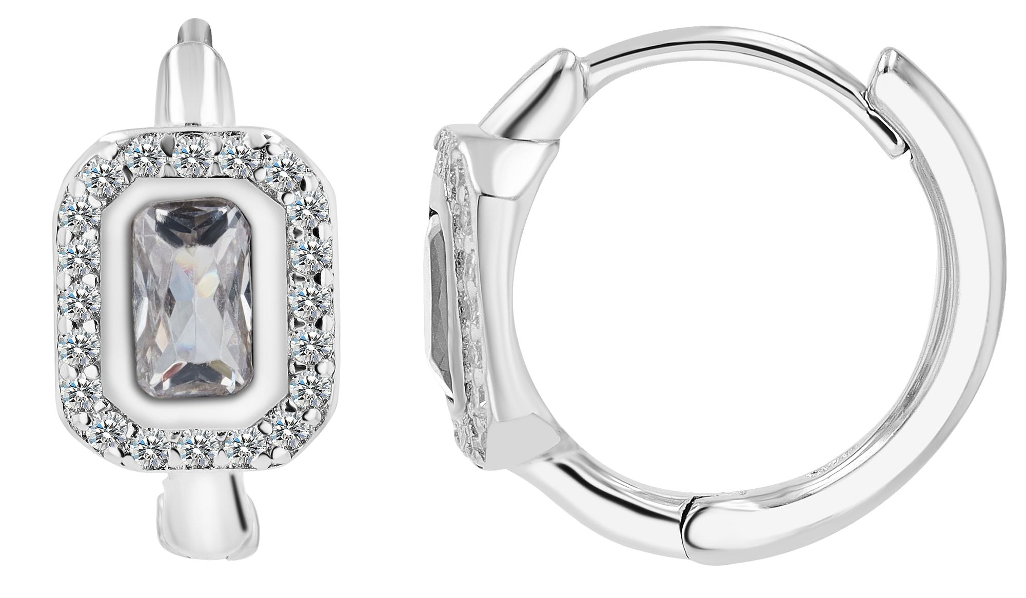 Adelia´s Klappcreolen »Damen Ohrringe – Klappcreole aus 925 Silber mit Zirkonia« Ein kleines Geschenk mit großer Wirkung