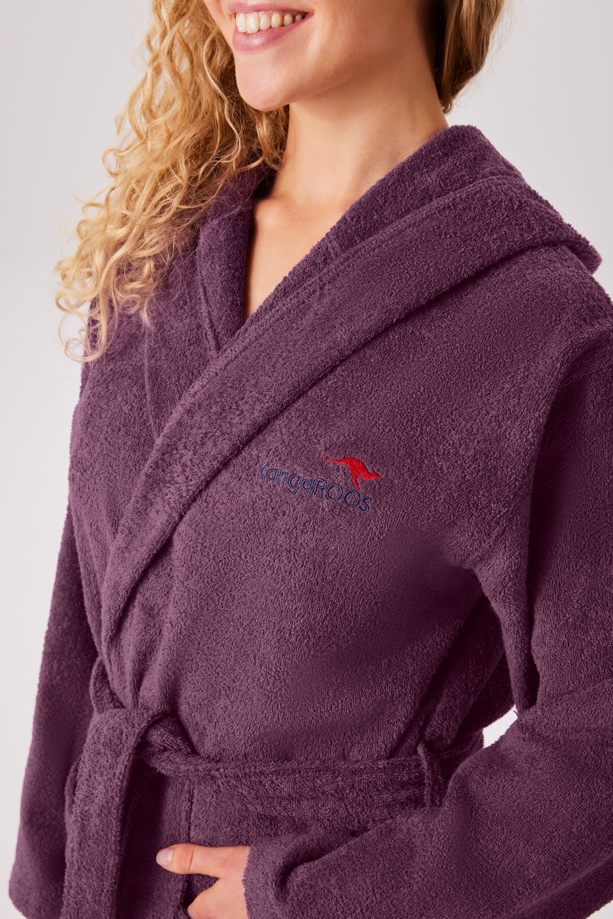 KangaROOS Unisex-Bademantel »Cassidy, für Damen & Herren, Standardlänge & Überlänge« 1 Stk. mit Taschen, Männer und Frauen, Baumwolle, Reise, Hotel, Sauna, S-3XL