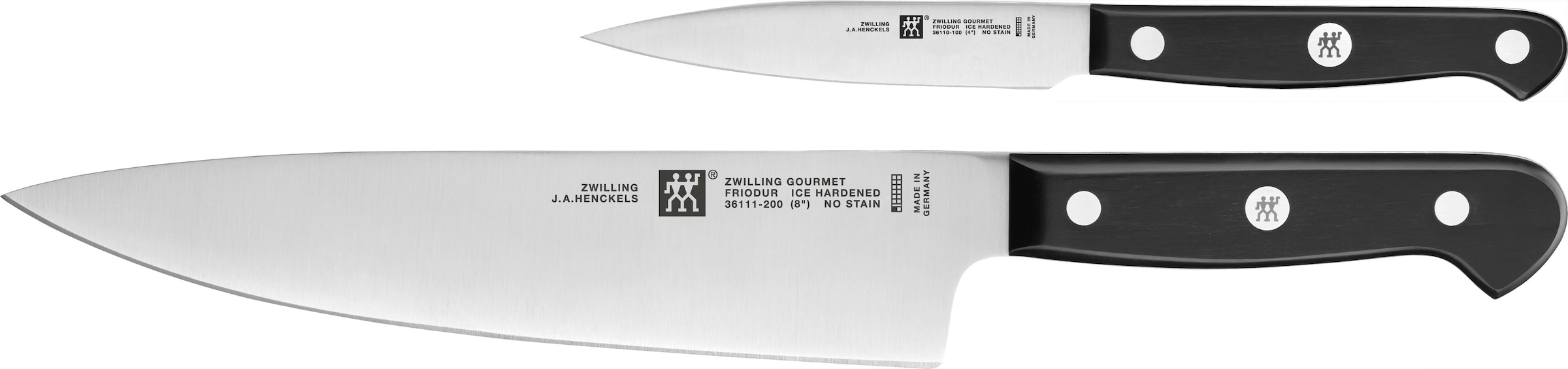 Zwilling Messer-Set "Gourmet", (Set, 2 tlg., 1 Spick & Garniermesser 10 cm, 1 Kochmesser 20 cm), Made in Germany, FRIODU