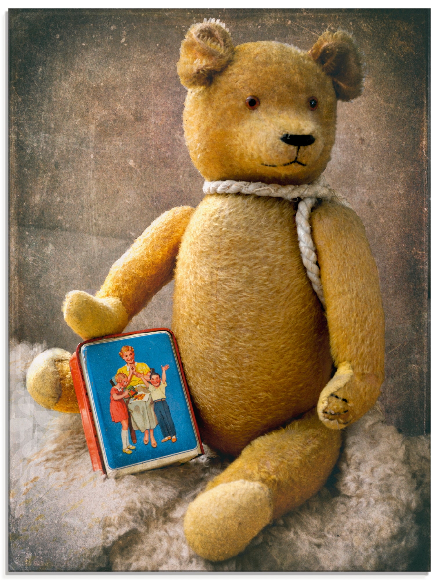 Glasbild »Teddybär mit Sparbüchse«, Spielzeuge, (1 St.), in verschiedenen Größen