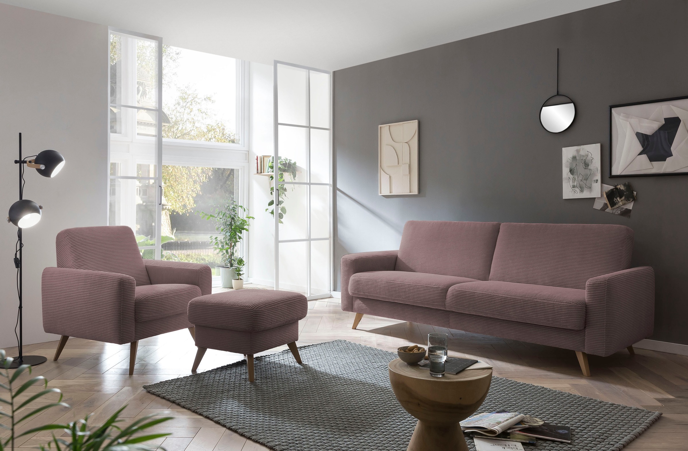 exxpo - sofa fashion Hocker »Samso, kompakte und bequeme Sitzgelegenheit in aktuellem Cord Bezug«
