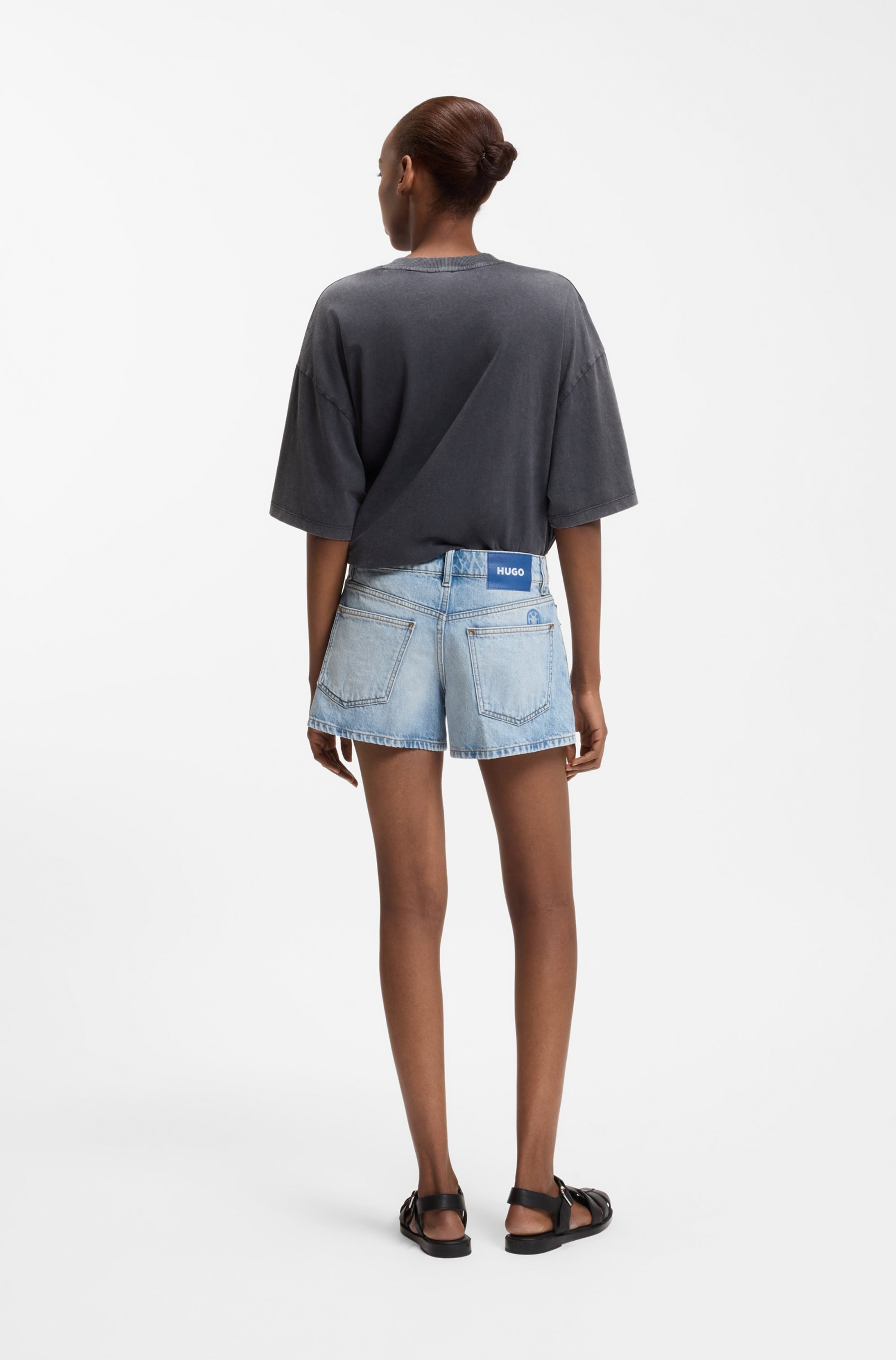 HUGO Blue Jeansshorts »Galimon« Mid Rise, Logo-Stitching