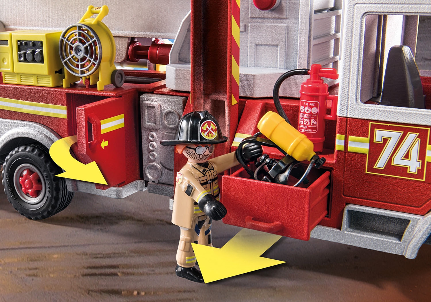 Playmobil® Konstruktions-Spielset »Feuerwehr-Fahrzeug: US Tower Ladder (70935), City Action«, (113 St.), mit Licht- und Soundeffekten, Made in Germany