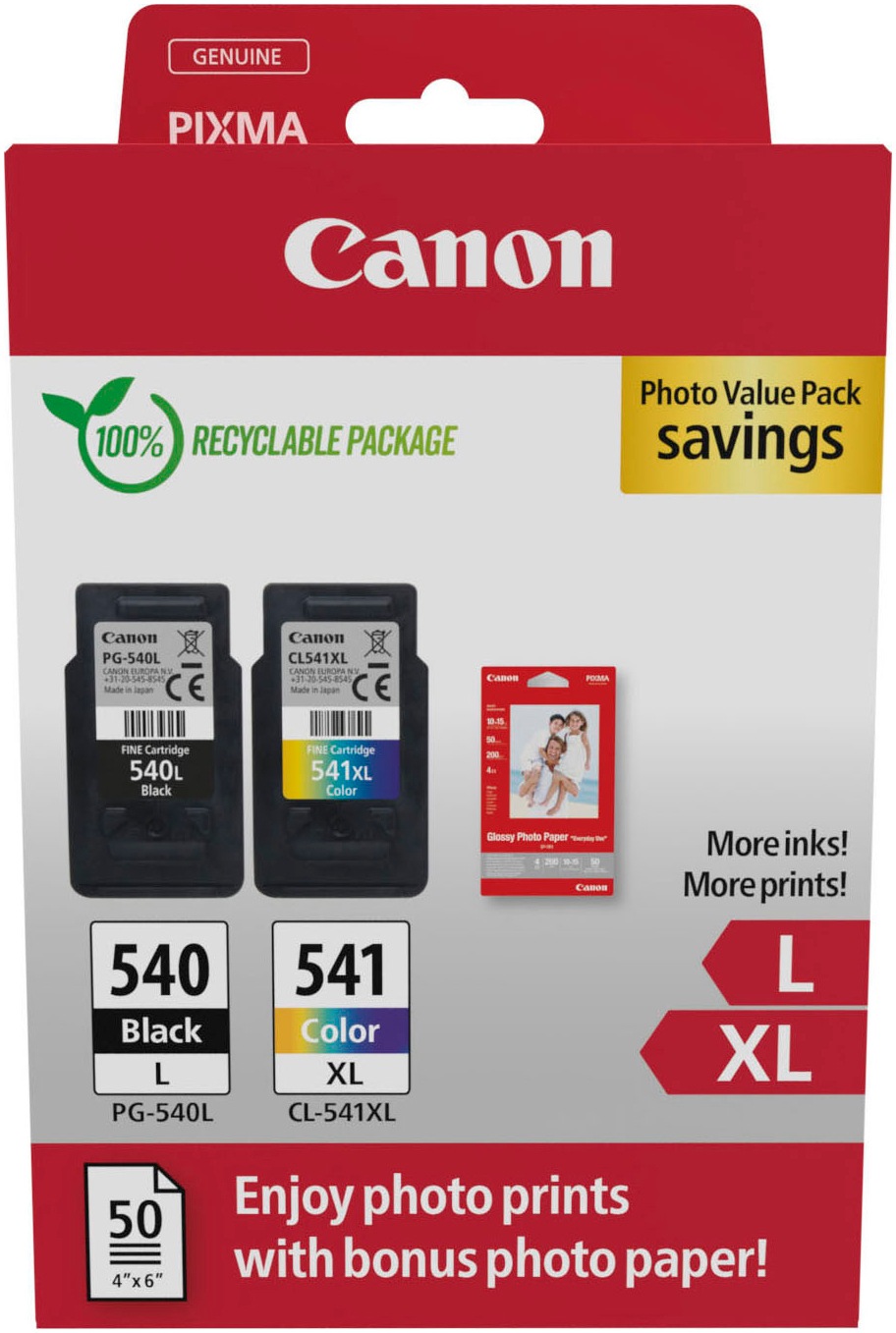 CANON Tintenpatrone "PG-540L+CL-541XL Photo Value Pack", bunt, Tintenpatronen