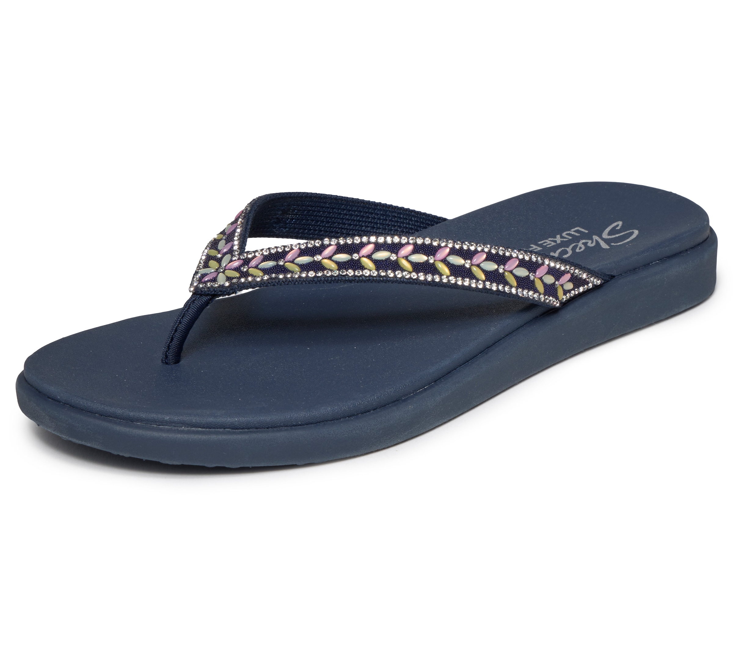 Skechers Zehentrenner "Meditation Luxe-" Strandschuh, Sommerschuh, Badeschuh Mit Glitzersteinchen