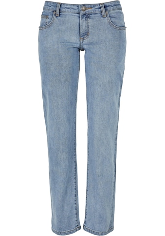 Bequeme Jeans »Urban Classics Damen Ladies Low Waist Straight Denim Pants«, (1 tlg.)