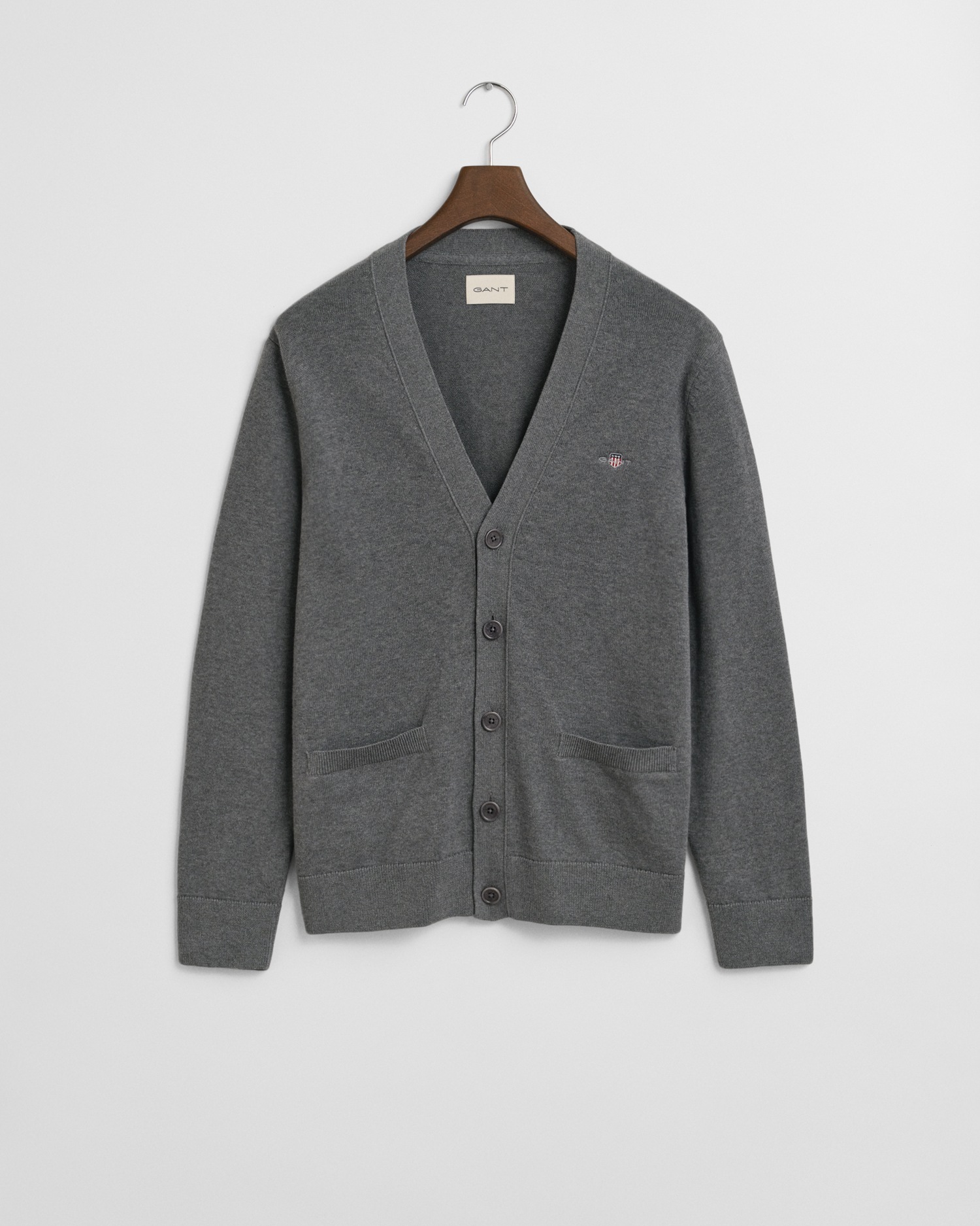 Gant Strickjacke "CASUAL COTTON" V-Ausschnitt, regular fit, Taschen günstig online kaufen