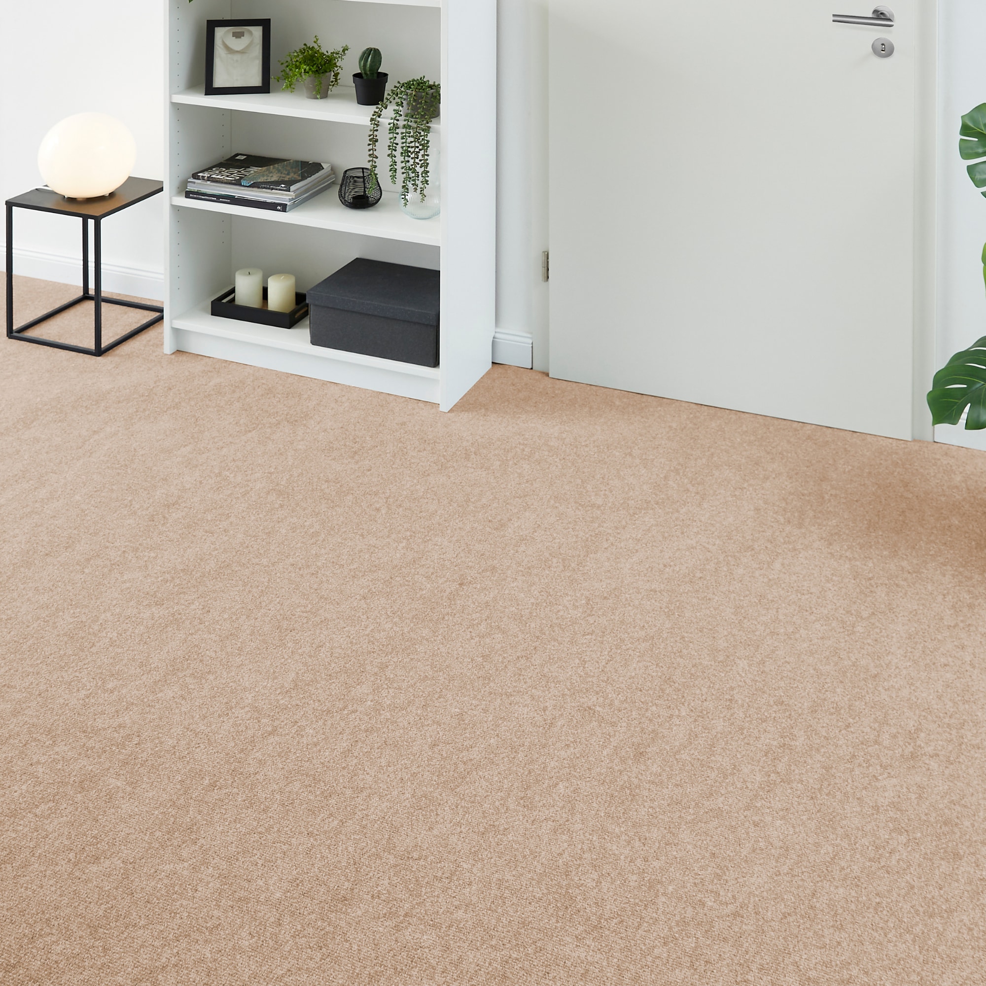 Teppichboden ANDIAMO "Milo, Nadelfilz, Gesamthöhe 2,5 mm, Made in Belgium", beige, B:200cm L:500cm, Polyester, Polypropylen (PP), Teppiche, Uni Farben, Breite 100 cm oder 200 cm, Wohnzimmer, strapazierfähig