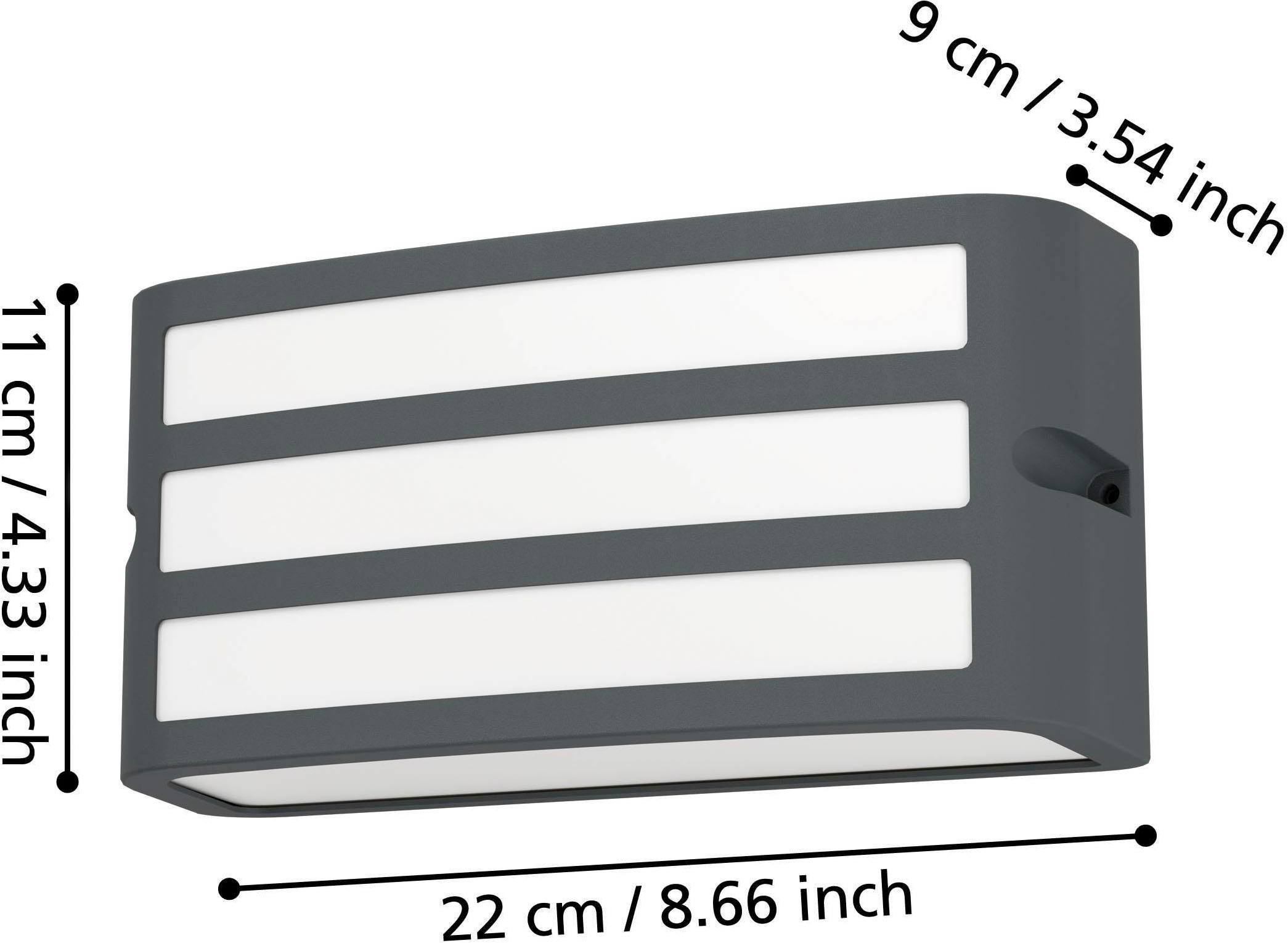 EGLO Wandleuchte »Camarda Wandlampe, rechteckige Außenlampe, Außenwandleuchte, IP54, E27« E27 1 Stk. Wand-/Deckenleuchte - L22 x H11 x AL9 cm - anthrazit - 1X40W exkl.