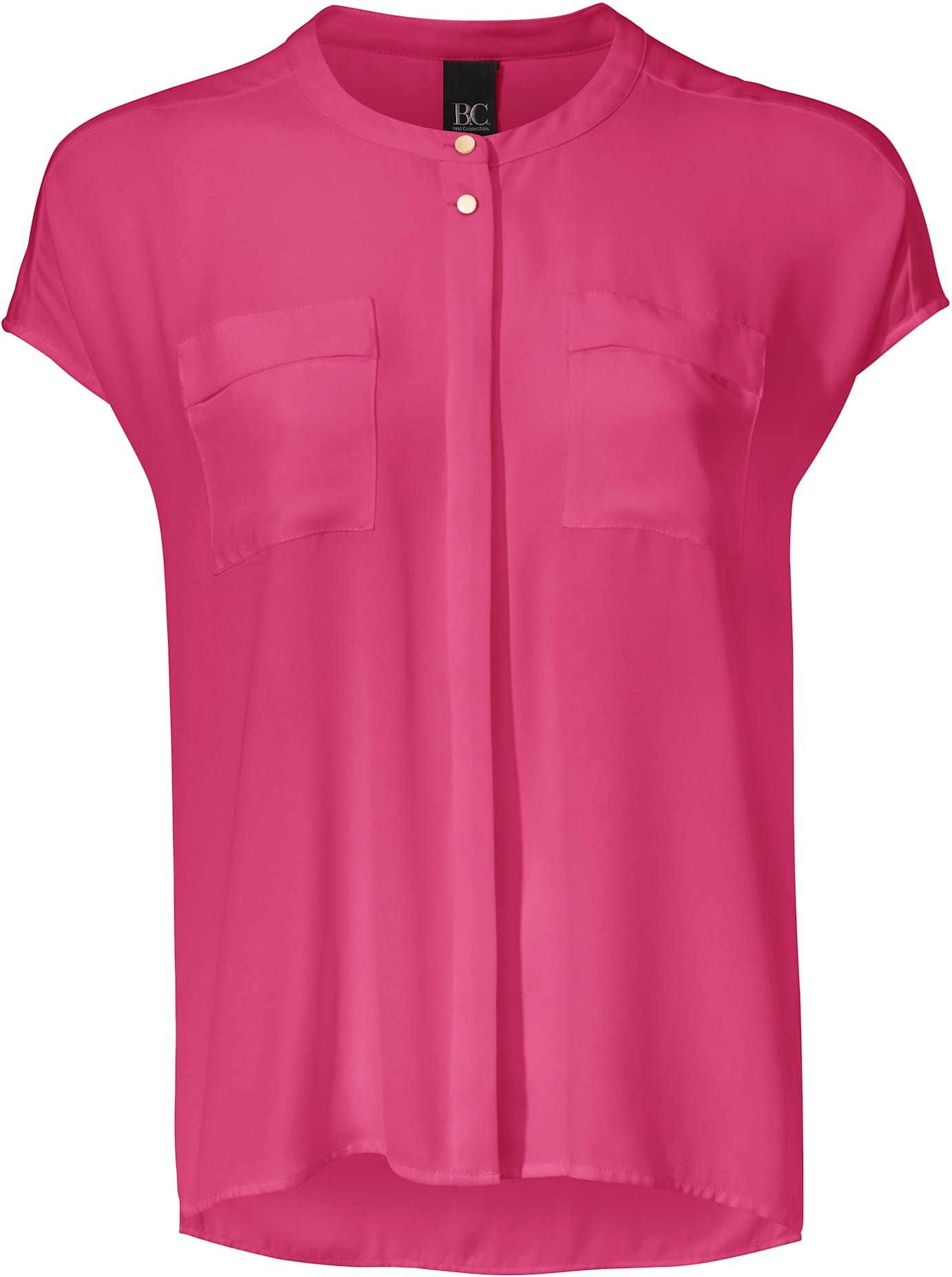 Kurzarmbluse HEINE, Damen, Gr. 44, pink, 100% Polyester, unifarben, Rundhals, Blusen 3