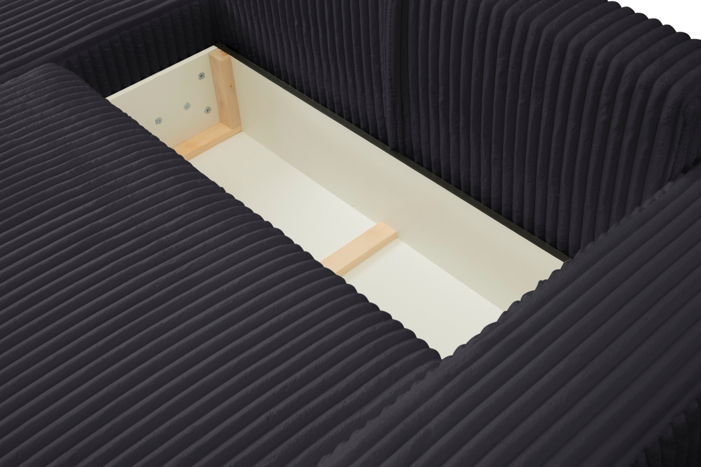 WERK2 Ecksofa »Rotterdam-L, kuschelweicher Cord oder Breitcord, L-Form, Breite 267 cm«, Design Ecksofa mit Schlaffunktion & Bettkasten, Breitcord, Schwarz