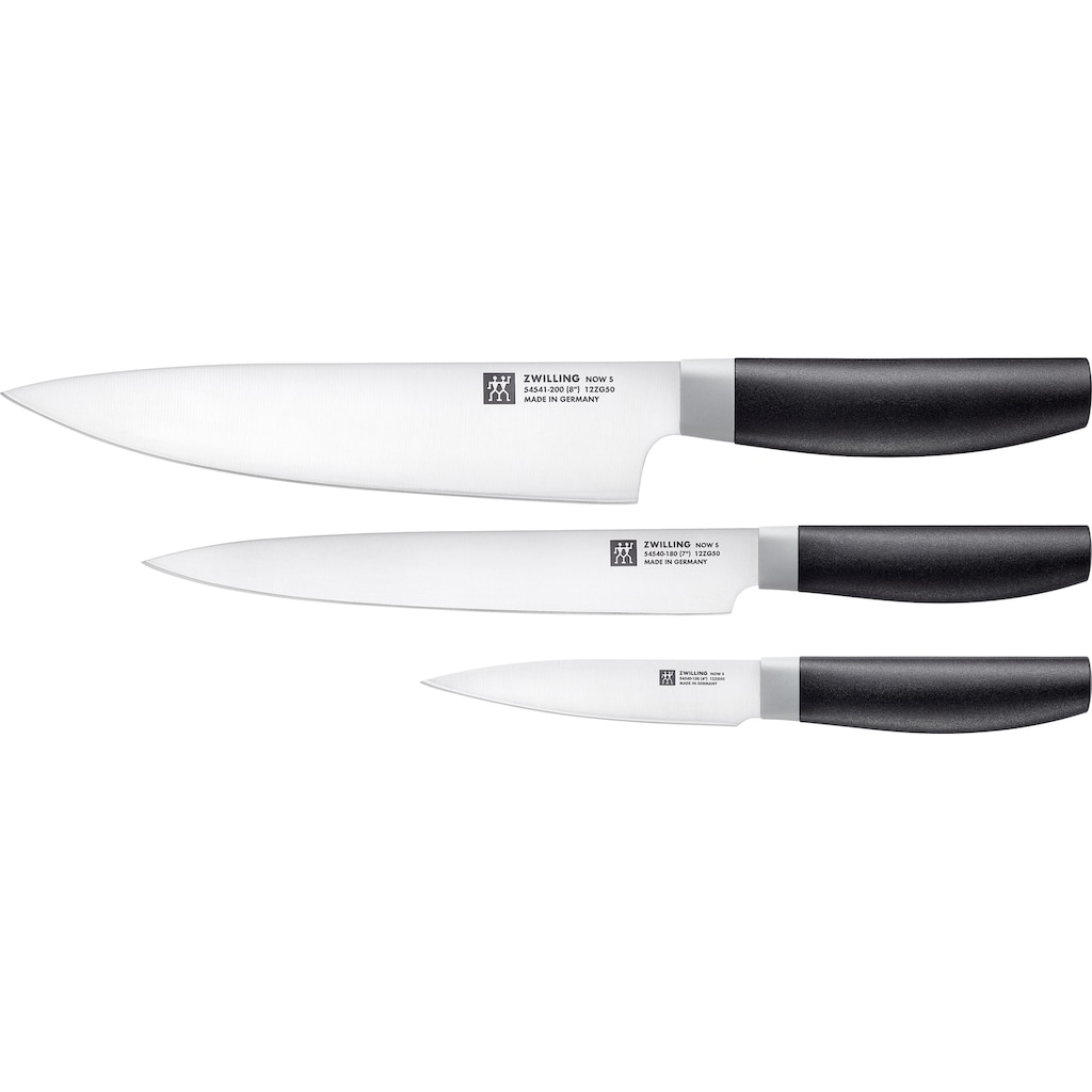 Zwilling Messer-Set »Nowo S«, (Set, 3 tlg., Spick- und Garniermesser 10 cm, Fleischmesser 18 cm, Kochmesser 20 cm)