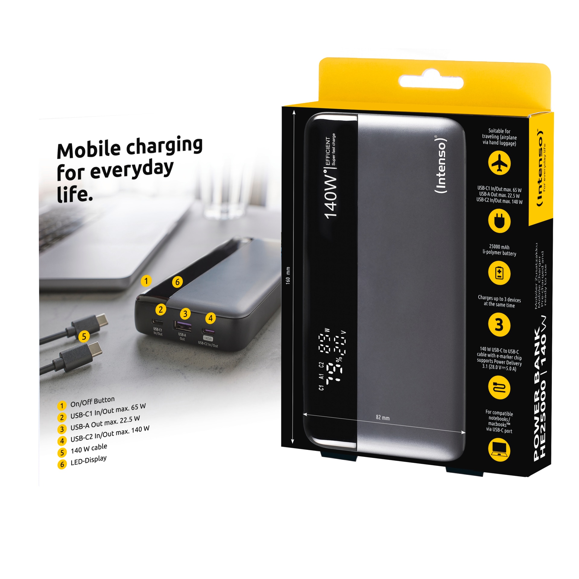 Intenso Powerbank »Powerbank HE25000«, Intenso Powerbank HE25000,grau-schwarz