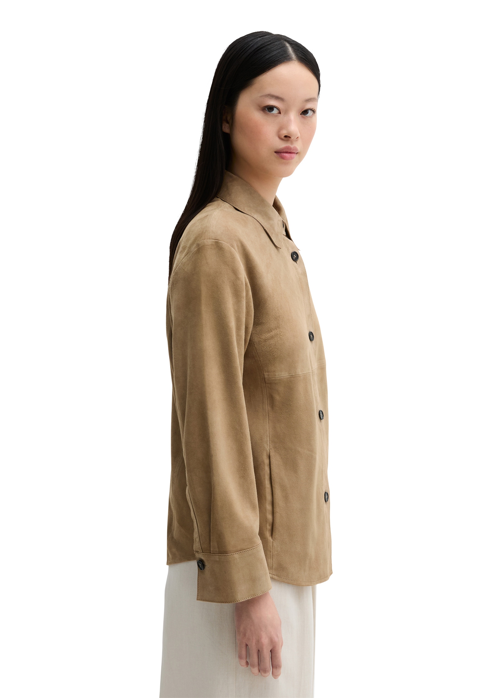 Marc O'Polo Langarmbluse »aus weichem Ziegen-Veloursleder«