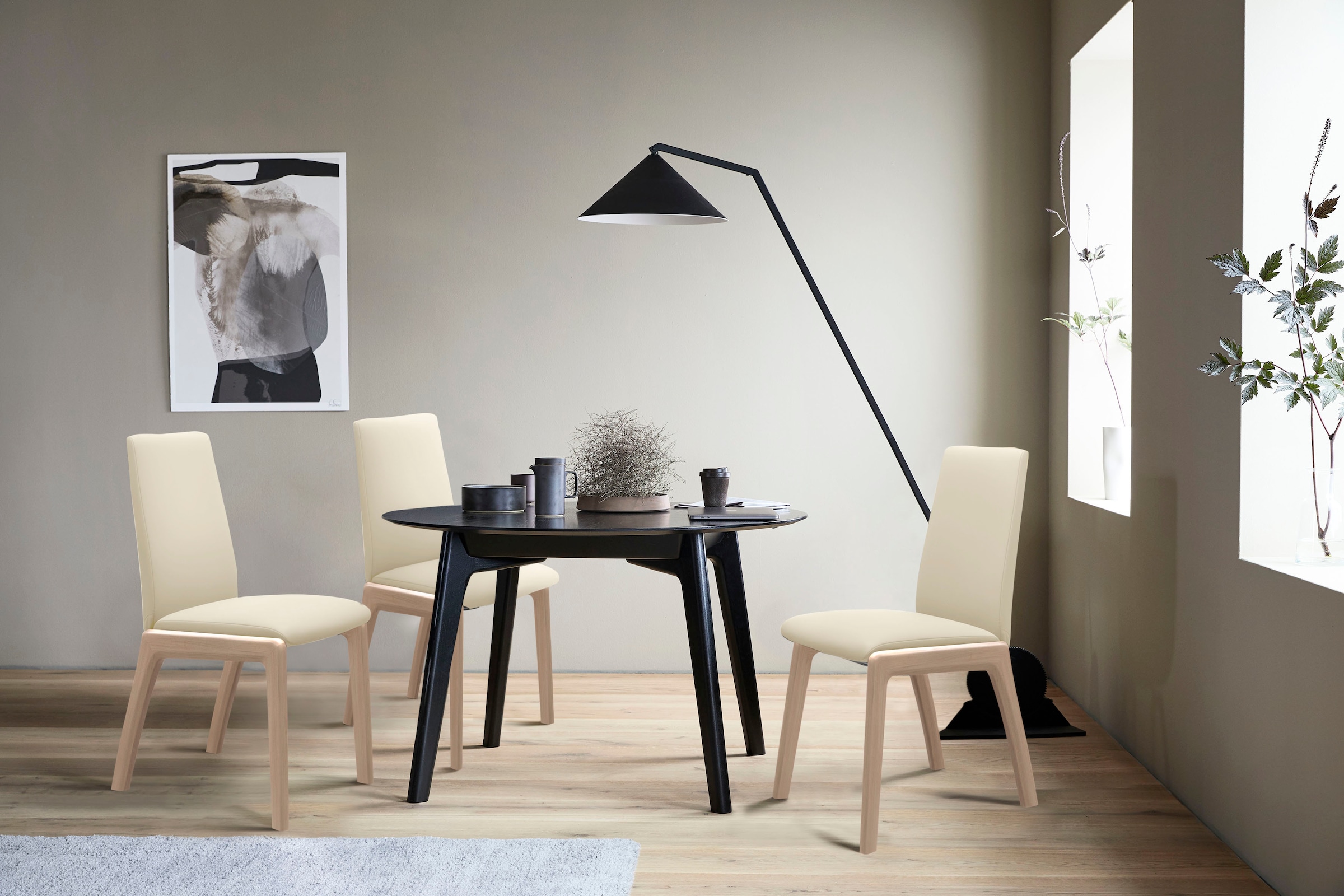 Stressless Polsterstuhl "Laurel" () Low Back, Größe L, mit abgerundeten Beinen in Schwarz