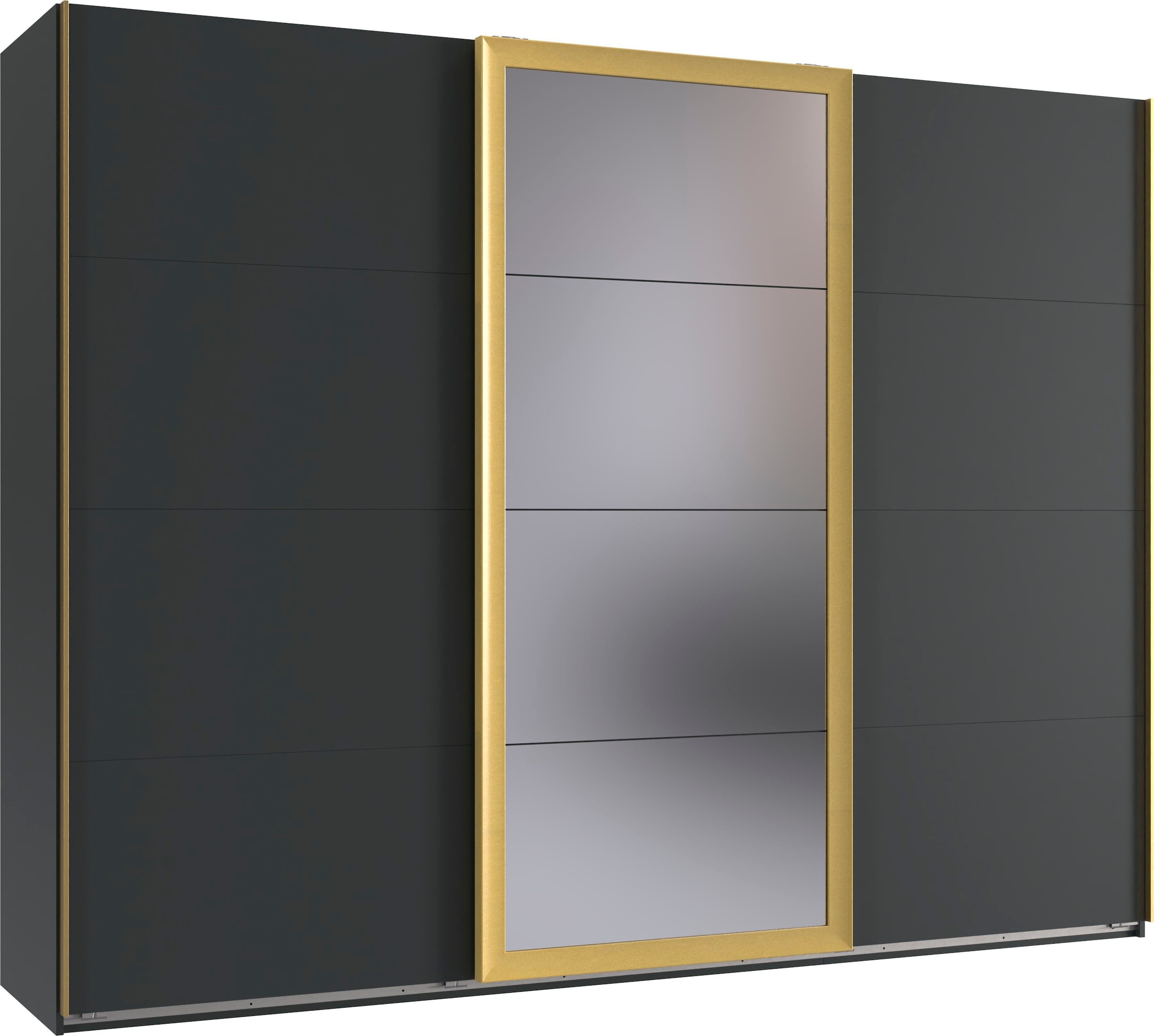 Wimex Schwebetürenschrank "Katar, Kleiderschrank erhältlich in den Breiten 225cm und 270cm" inkl. Spiegel, Akzente in Gold