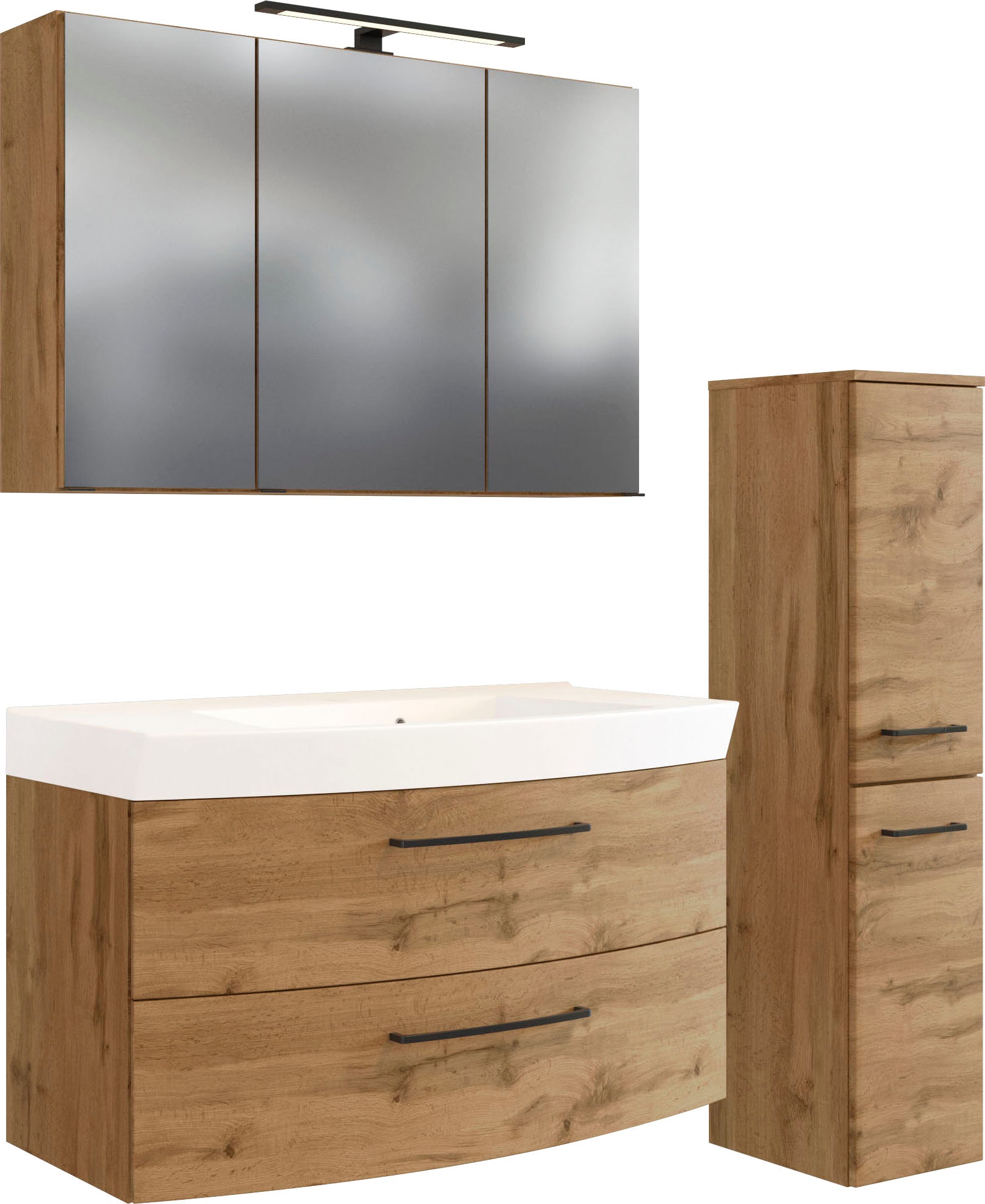 welltime Badmöbel-Set "Chicago" Spiegelschrank, Waschtisch, Midischrank, 3 günstig online kaufen