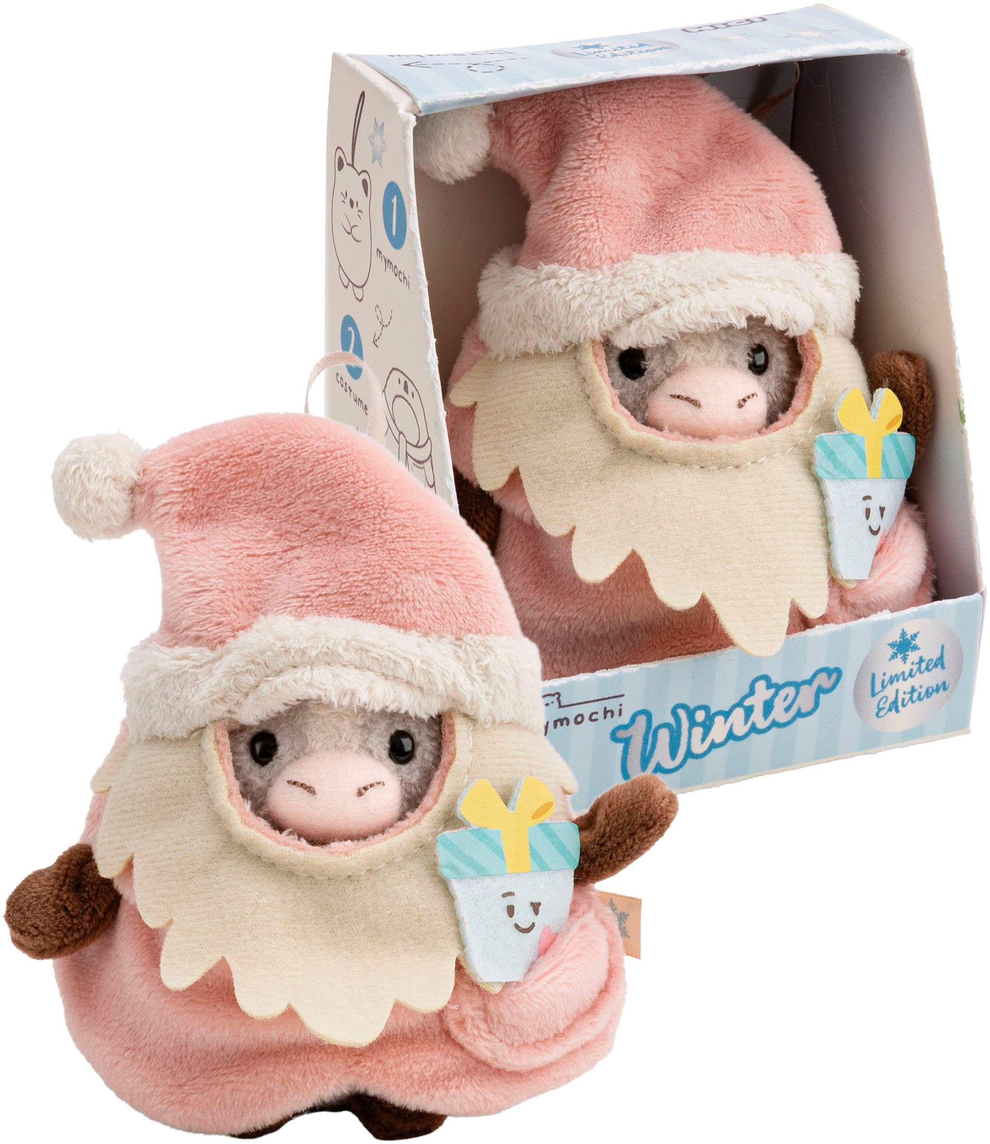 Nici Kuscheltier »mymochi, Set Pony Hoppi grau 8cm mit Geschenk & Weihnachtsmannkostüm« in Geschenkbox