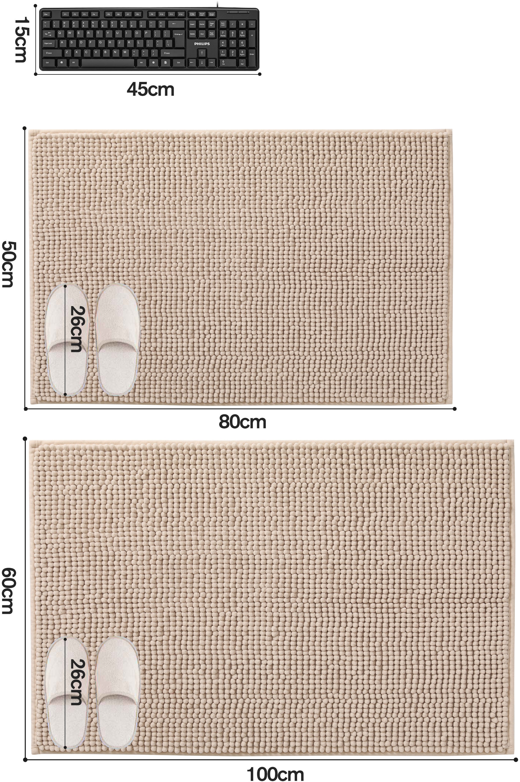 my home Badematte »Vanessa Chenille, Badvorleger, Badezimmer Teppich, Duschvorleger«, beidseitig nutzbar-strapazierfähig-fußbodenheizungsgeeignet-schnell trocknend, Uni Farben, besonders weich, rechteckig