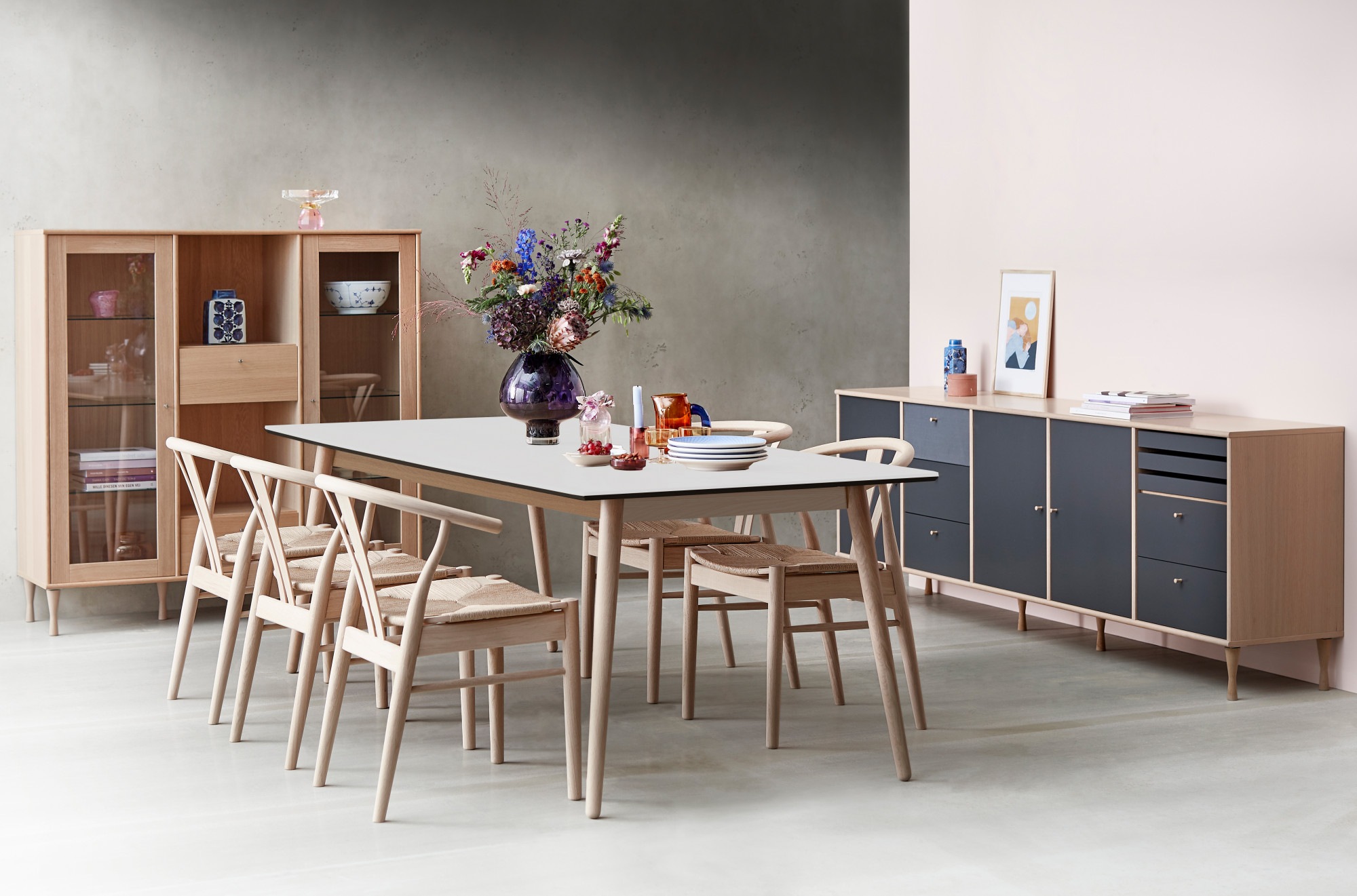 Hammel Furniture Esstisch »Meza Designtisch mit Auszugsfunktion und 2 Einlegeplatten«, (1 St.), rechteckige Tischplatte MDF, Esche Massivholzgestell