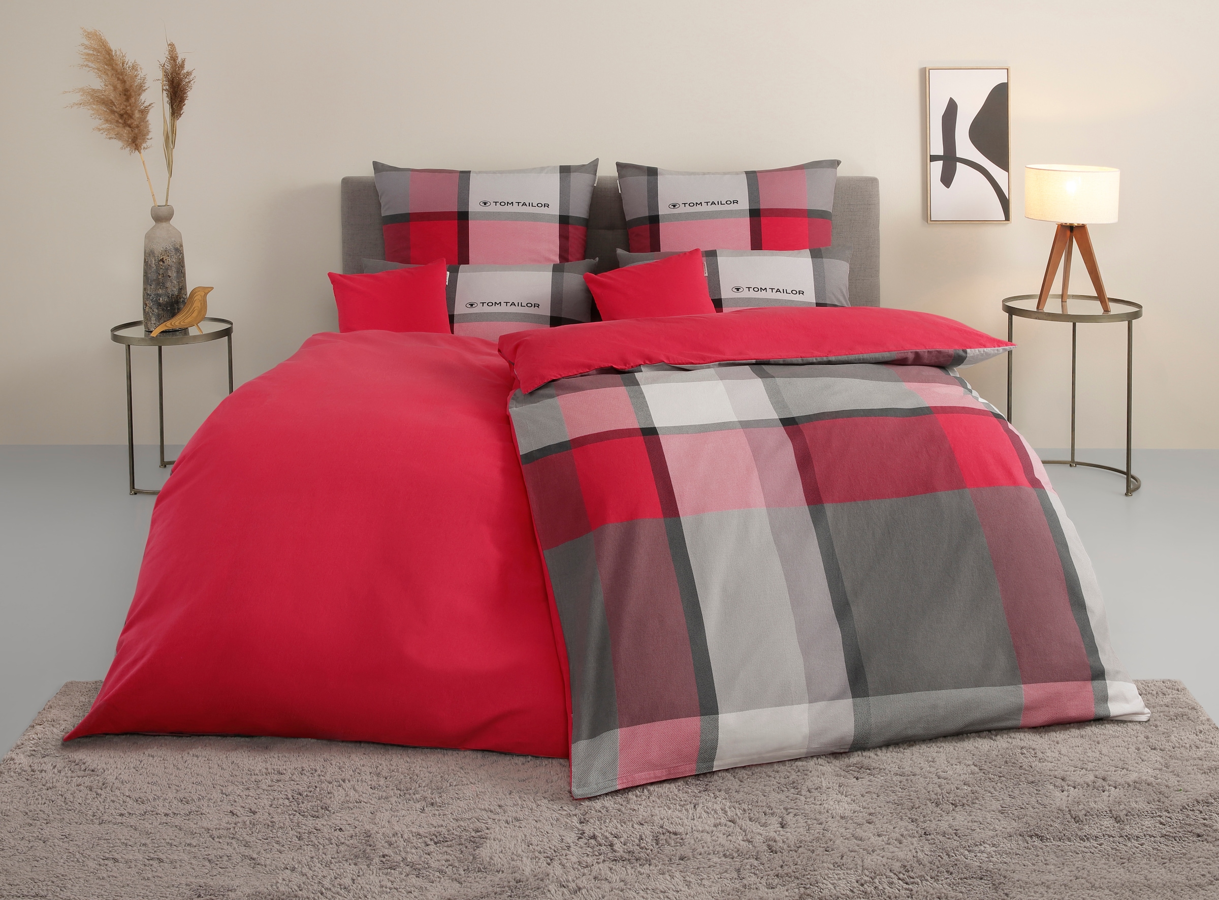 TOM TAILOR HOME Bettwäsche "Lenny in Gr. 135x200 oder 155x220 cm" 3 mit GRATIS-Zugabe: Kissenhülle 1tlg., in Biber und Renforcé erhältlich
