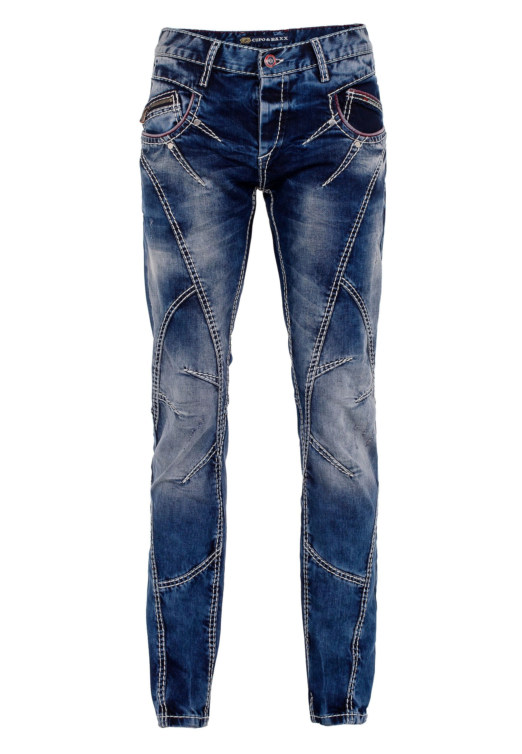 Cipo & Baxx Straight-Jeans »Jeans«, mit trendigen Ziernähten, CD563