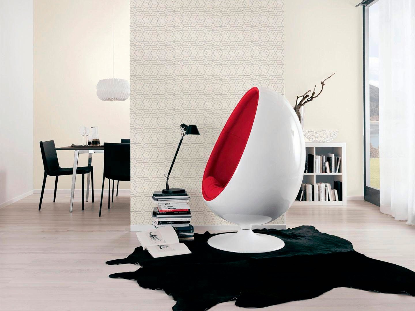 living walls Vliestapete »Metropolitan Stories Lizzy London«, 3D-Optik-geometrisch-grafisch, Grafik Tapete Geometrisch Metallic Tapeten Wohnzimmer Schlafzimmer