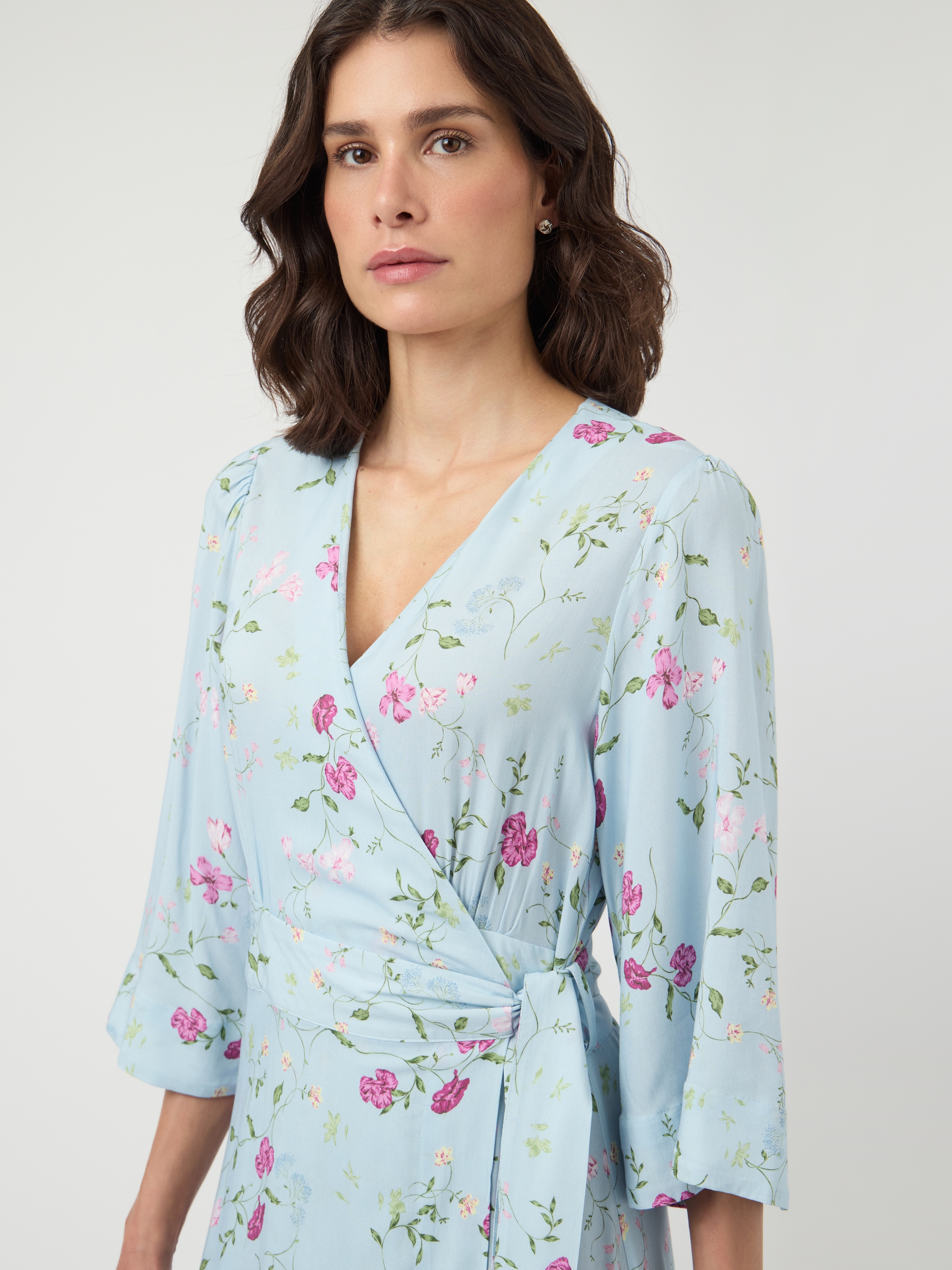 Y.A.S A-Linien-Kleid »YASSAVANNA 3/4 WRAP LONG DRESS S. NOOS« Sommerkleid aus Viskose mit Wickel-Optik