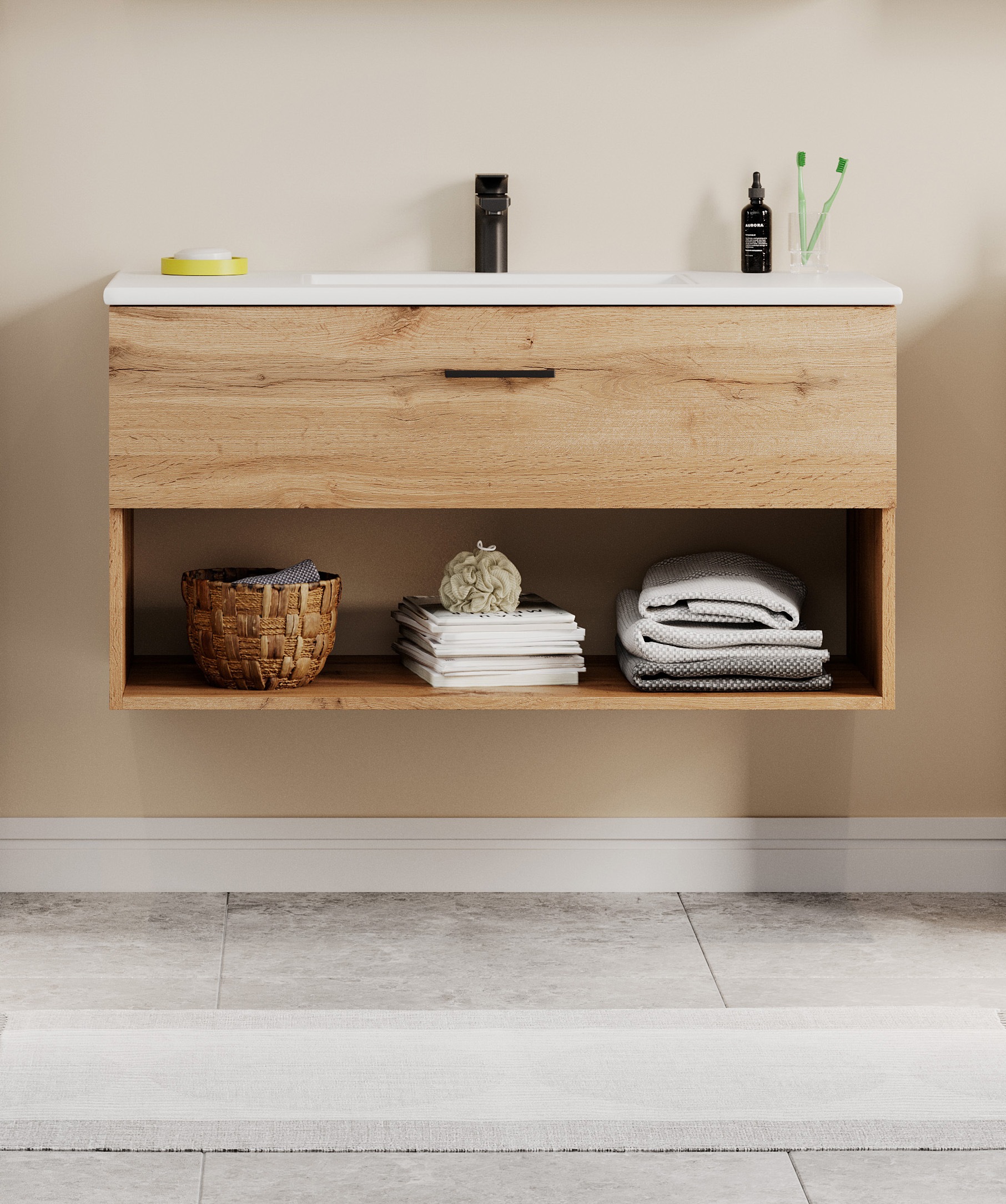 welltime Waschtisch "Trento Light mit Keramik-Auflagebecken" 1 Auzug und 1 günstig online kaufen