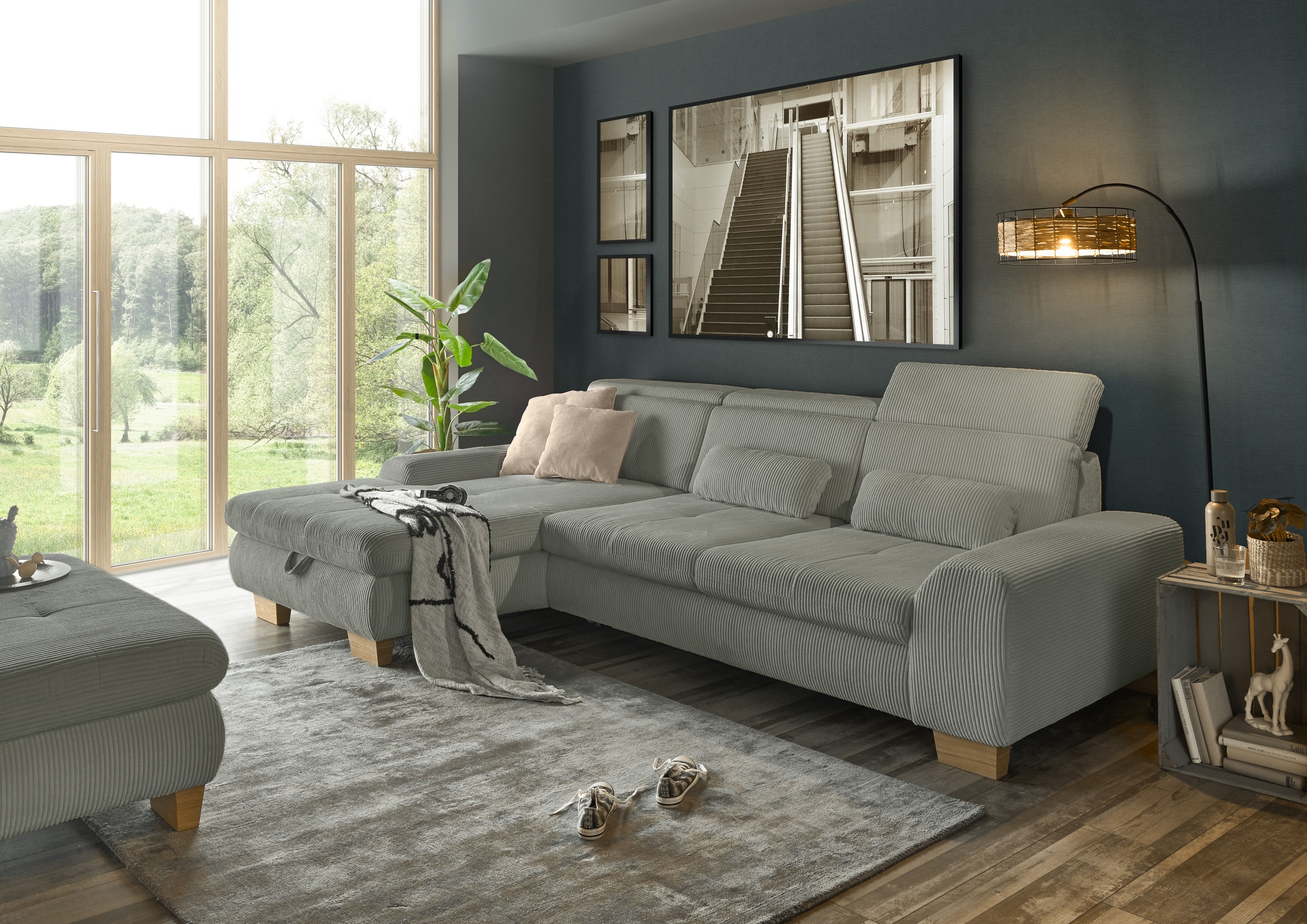 set one by Musterring Ecksofa whlw. mit Funktion, Kaltschaum, in Cord, lind günstig online kaufen