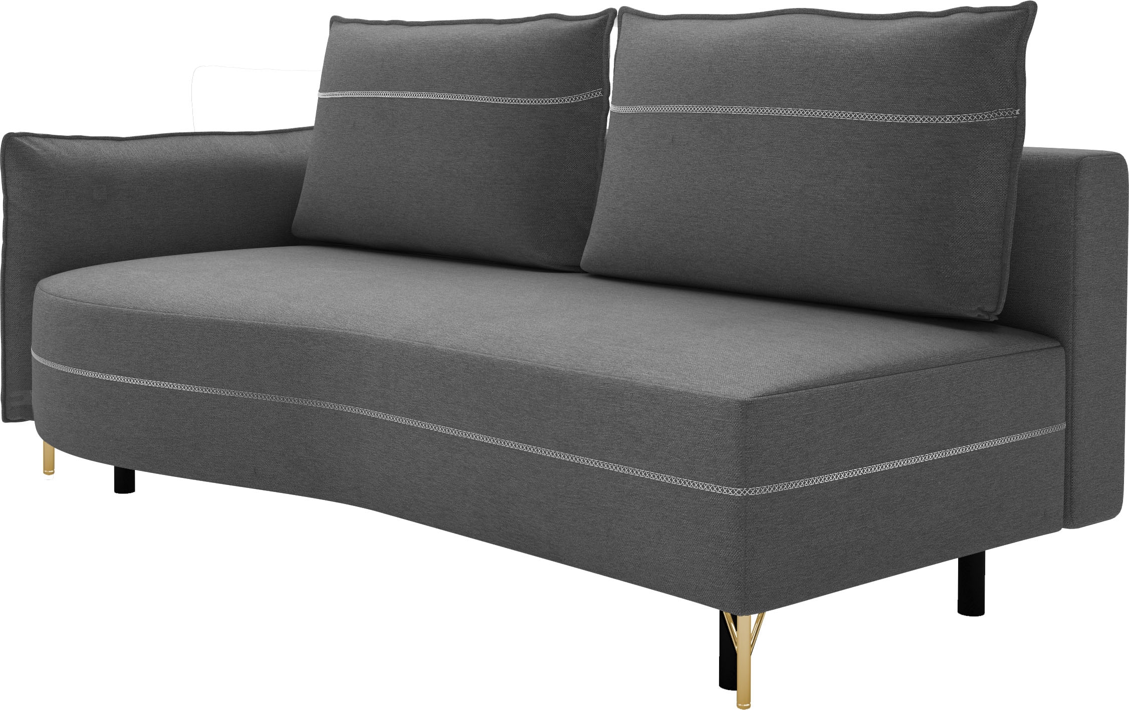 exxpo - sofa fashion Loungesofa »mit toller Kontrastnaht, Solitärmöbel, bequem, schmale Armlehne«, Schlafsofa mit Bettfunktion und Bettkasten, komfortabler Federkern