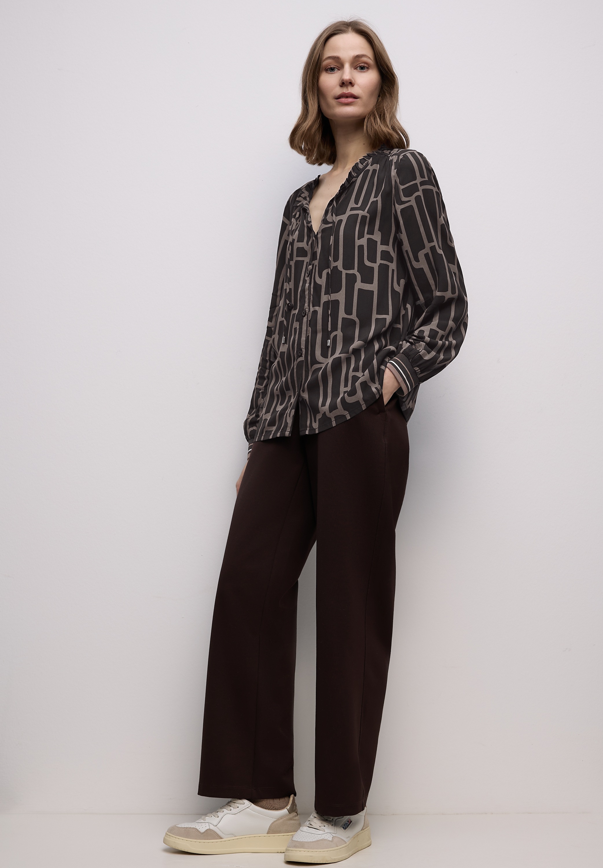 Street One Long Sleeve Blouse Dark Brown 36 2