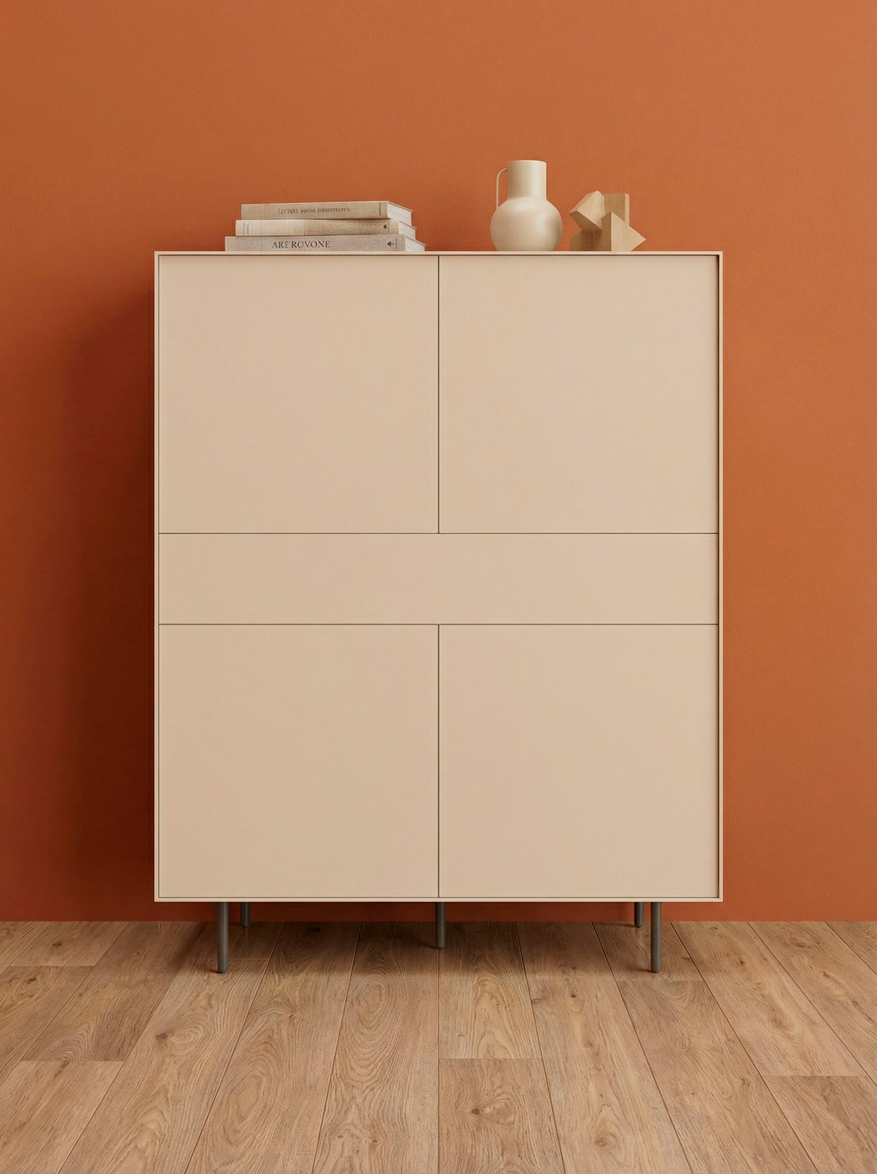 LeGer Home by Lena Gercke Highboard "Essentials, Sideboard, Kommode, Anrichte, Schrank, Stauraumschrank" Breite: 111 cm, UV lackiert, Push-to-open-Funktion
