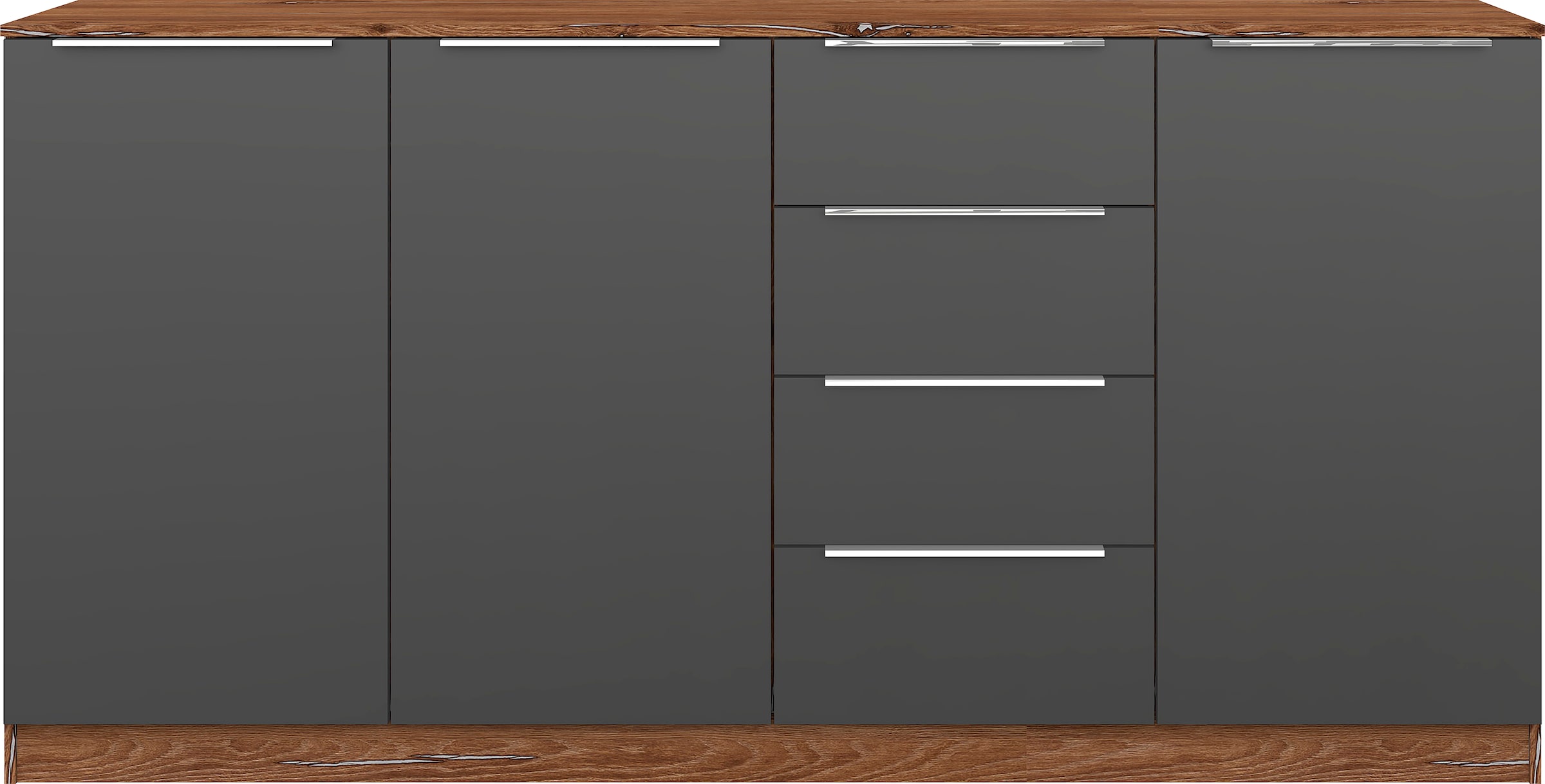 borchardt Möbel "Oliva, Breite 200cm, moderne Kommode mit glänzenden Metallgriffen" viel Stauraum, Türen und Schubladen, Einlegeböden verstellbar