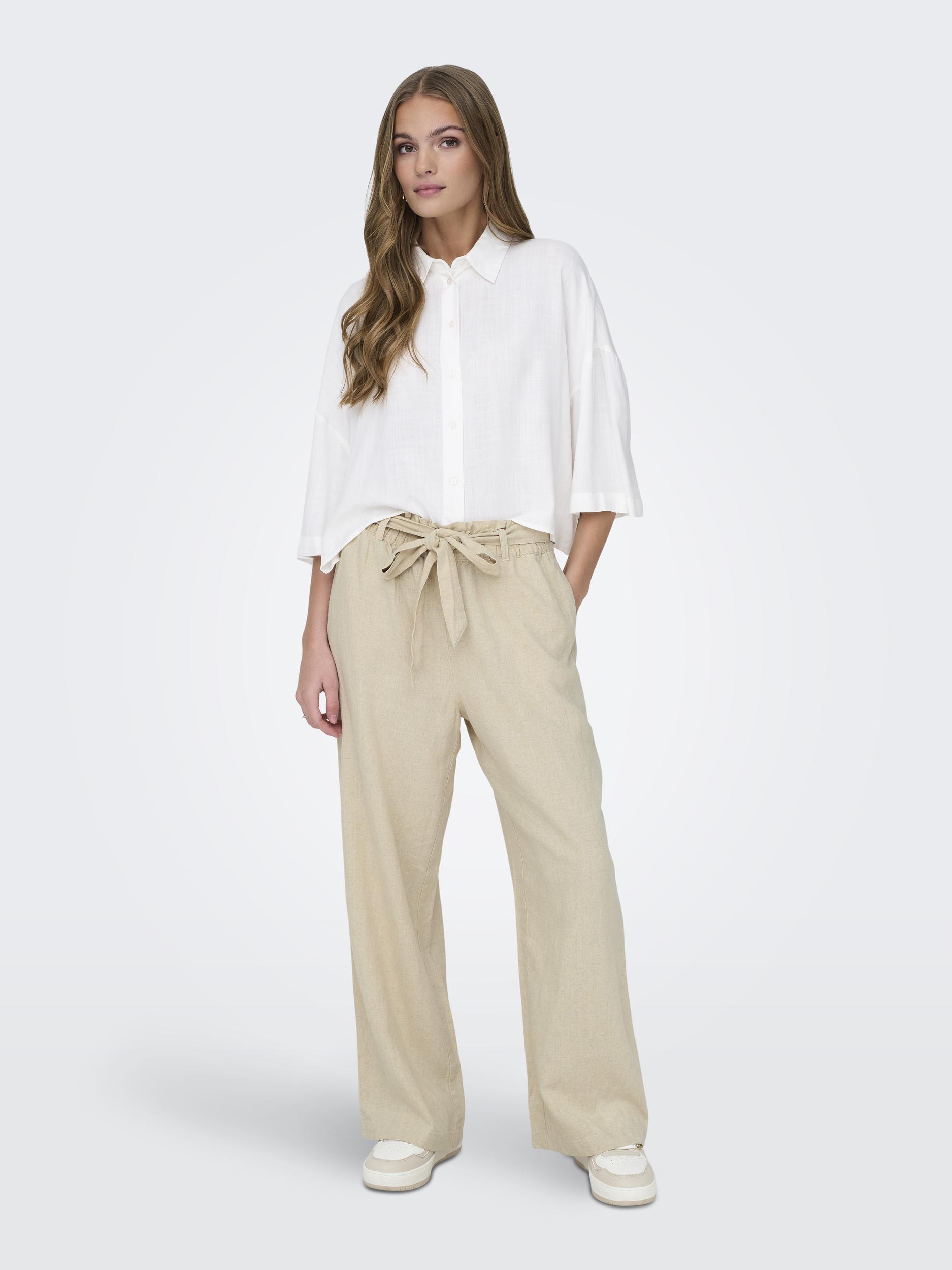 Thumbnail - JDY Culotte "JDYSAY MW LINEN BELT PANT WVN NOOS", Sommerhose mit Leinen