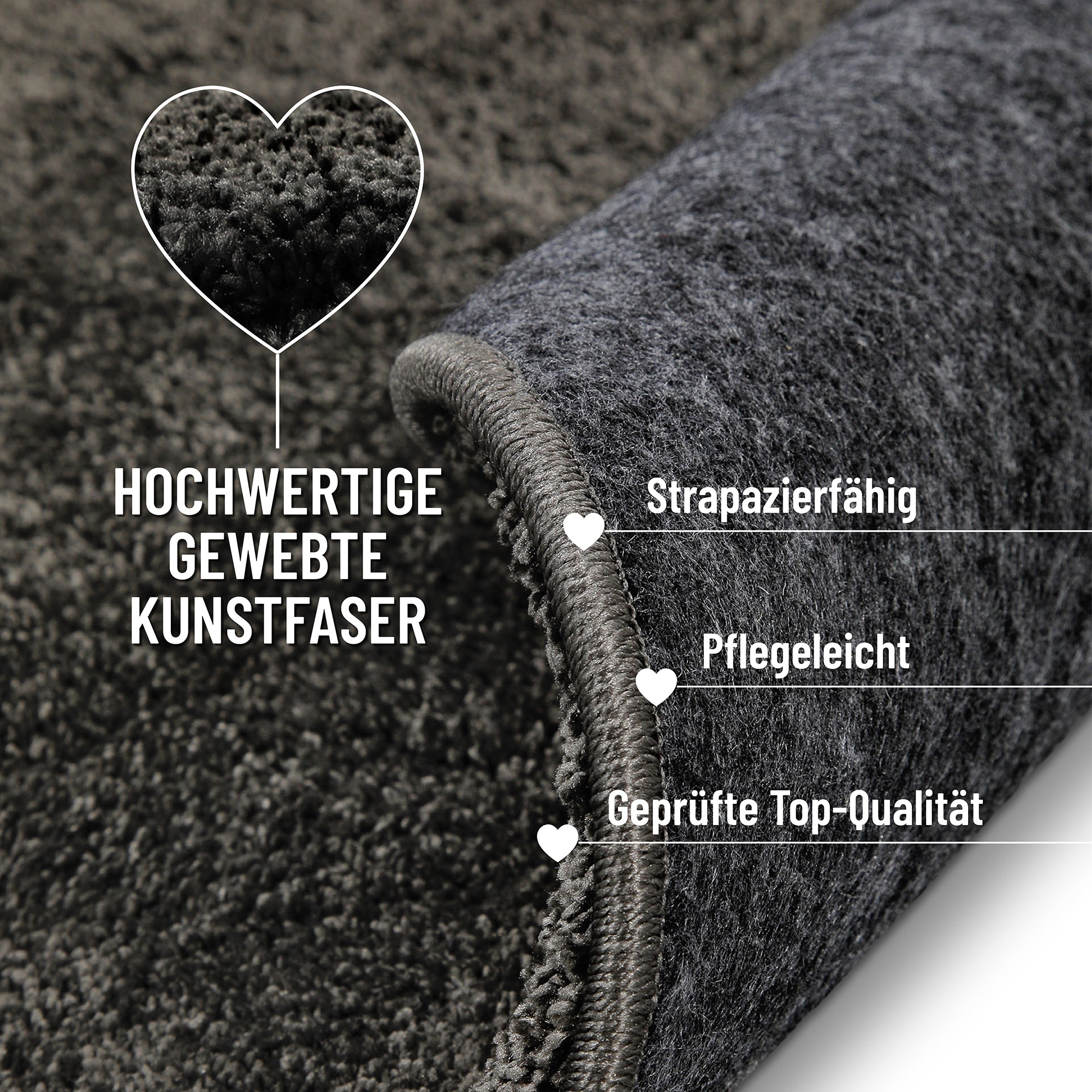 Wecon home Basics Hochflor-Teppich »Nova«, rund, 25 mm Höhe, Shaggy, gewebt, robust, Wohnzimmer, Schlafzimmer