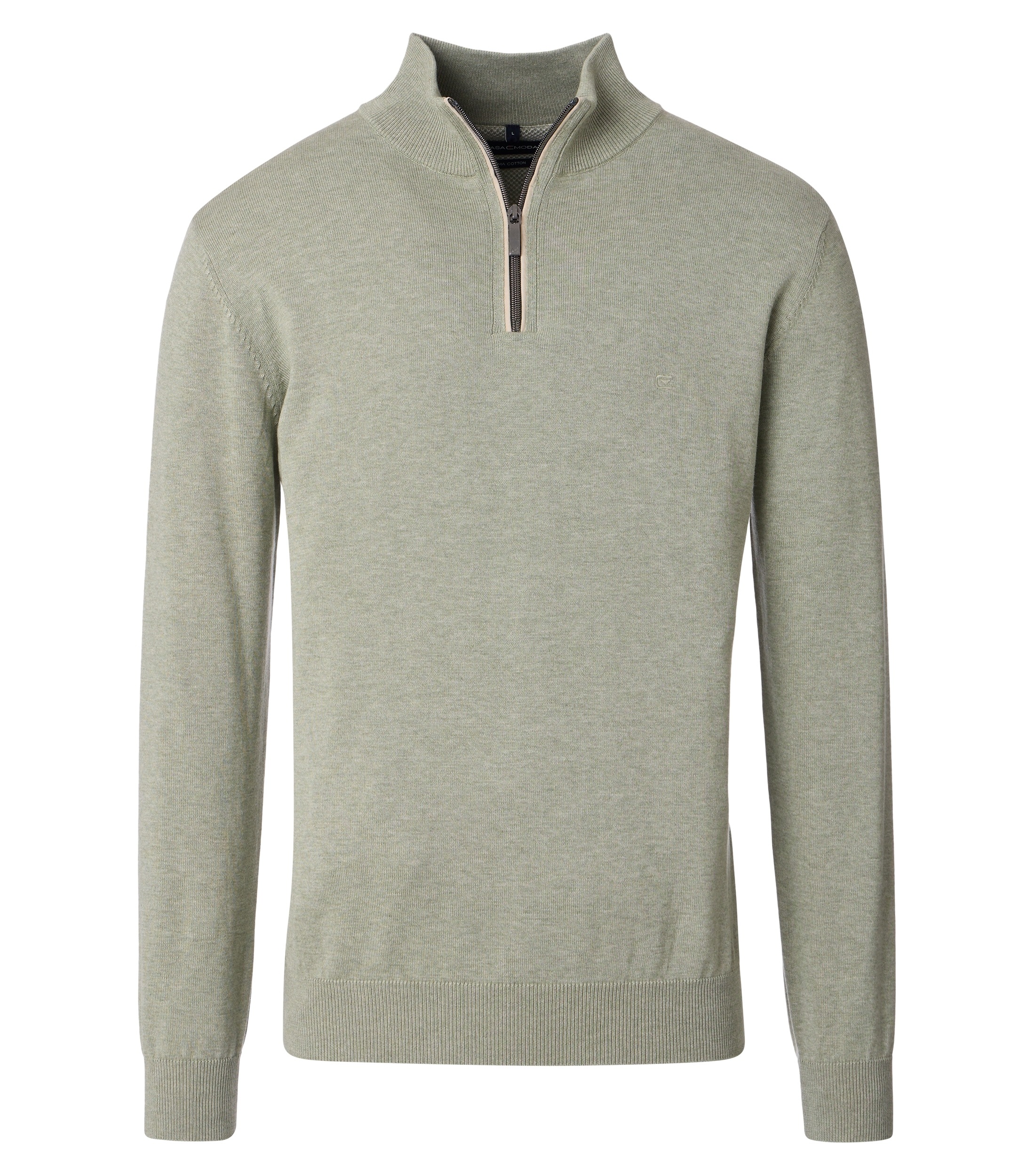 Troyer CASAMODA "CASAMODA Stricktroyer uni", Herren, Gr. M, grün (hellgrün), 100% Baumwolle, Pullover Troyer