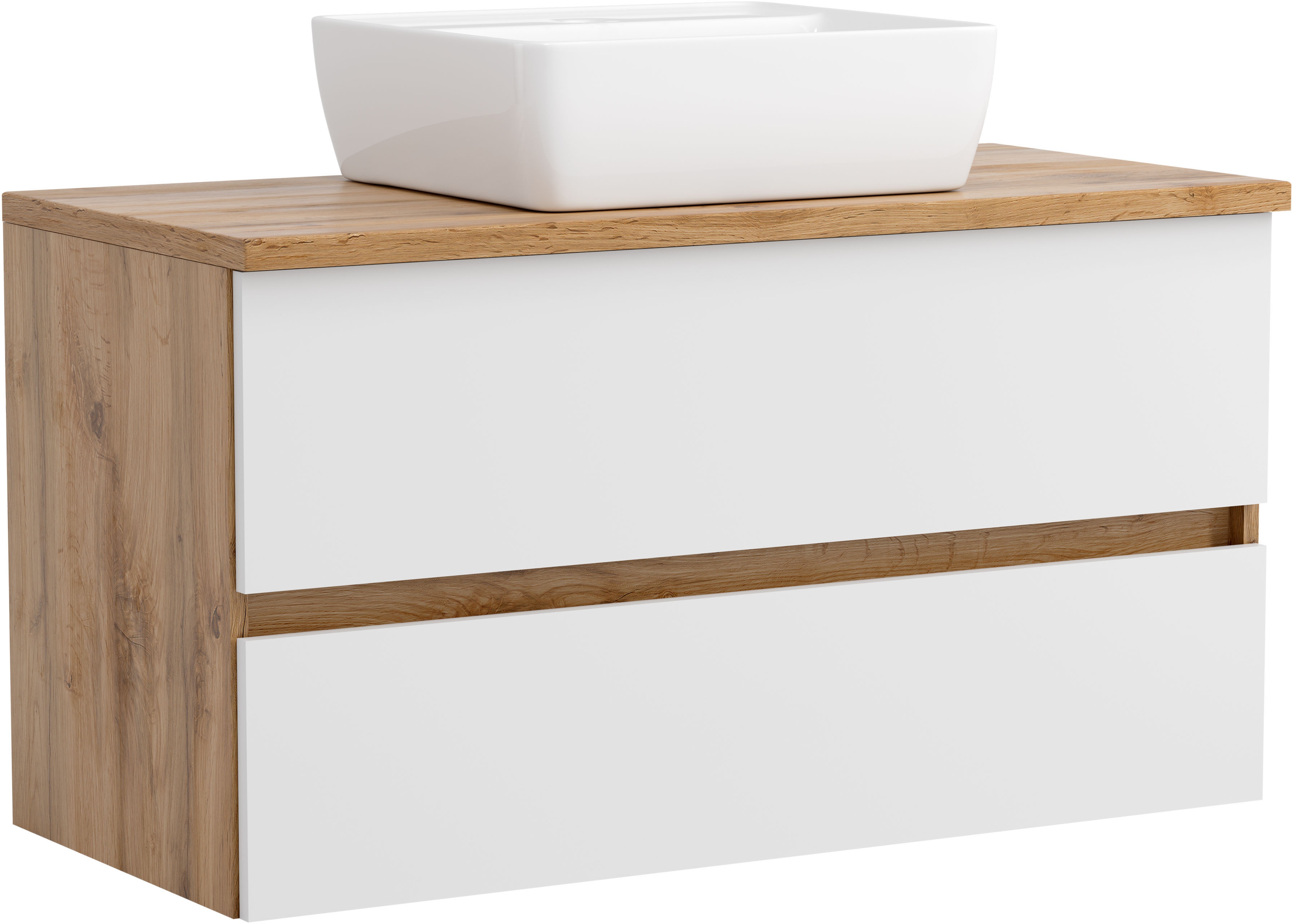 OTTO home "BOZEN, Aufsatz-Waschtisch mit Keramkbecken" Aufsatz-Keramkibecken, grifflose Front