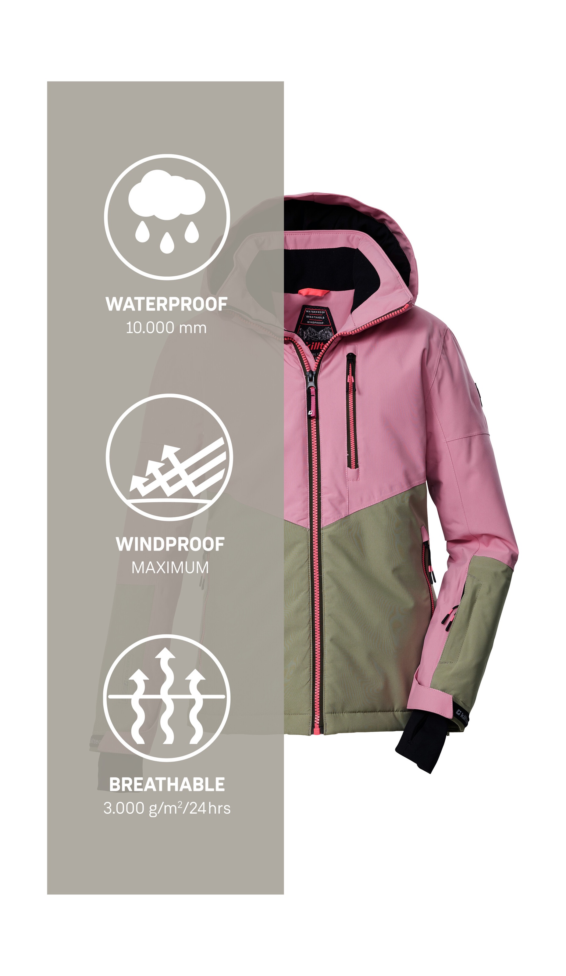 Killtec Skijacke »KSW 207 GRLS SKI JCKT«, Wasserdichte, atmungsaktive Kinderjacke mit reflektierenden Details