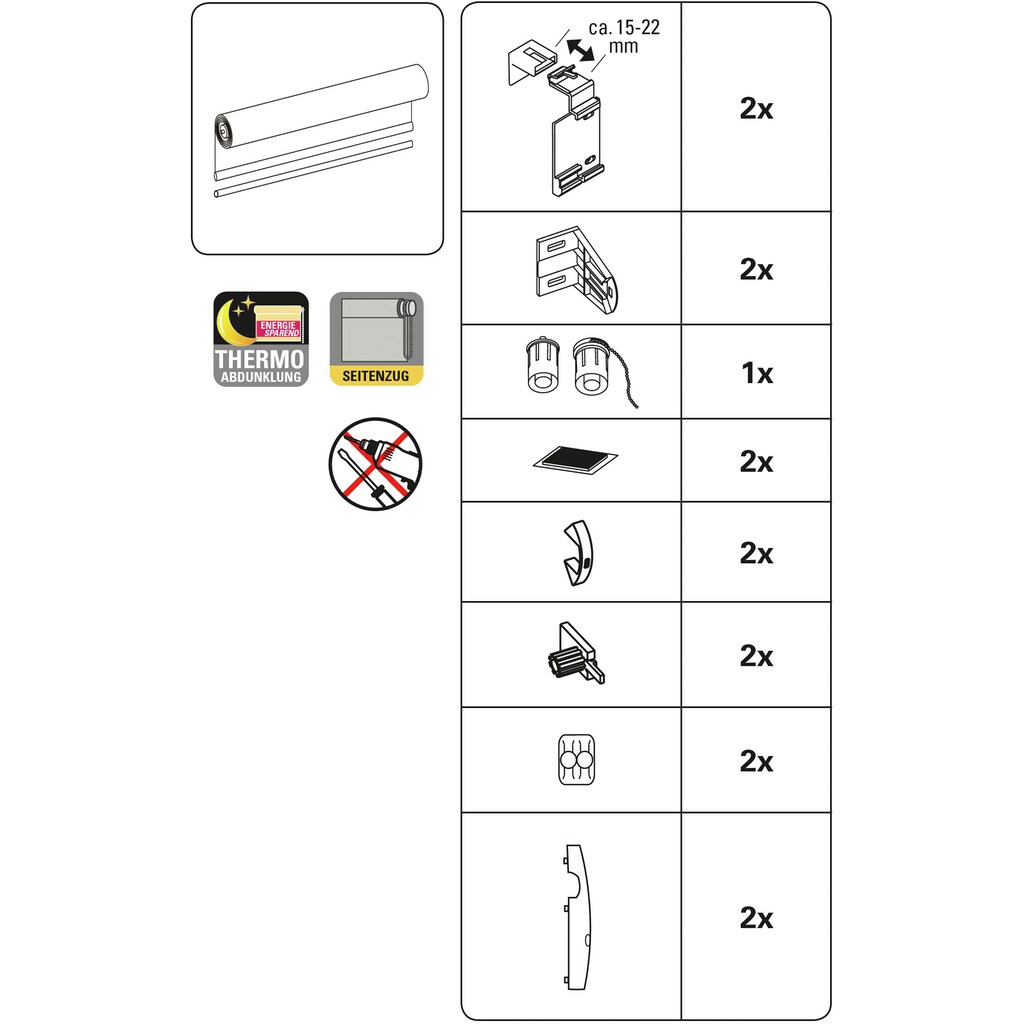 GARDINIA Seitenzugrollo »EASYFIX Rollo Thermo ENERGIESPAREND«, verdunkelnd, energiesparend, ohne Bohren
