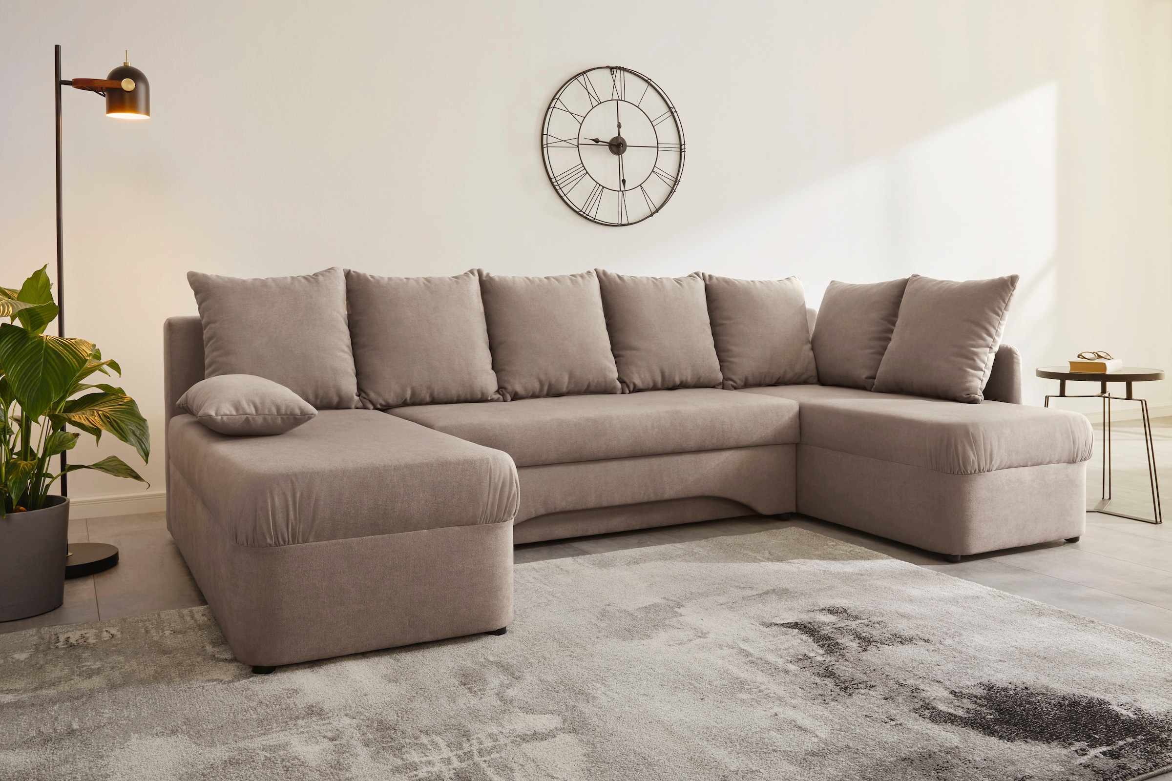 Jockenhöfer Gruppe Wohnlandschaft "Arktis U-Form, B: 260 cm, auch in Cord" Sofa mit Bettkasten & Schlaffunktion, zahlreiche Kissen