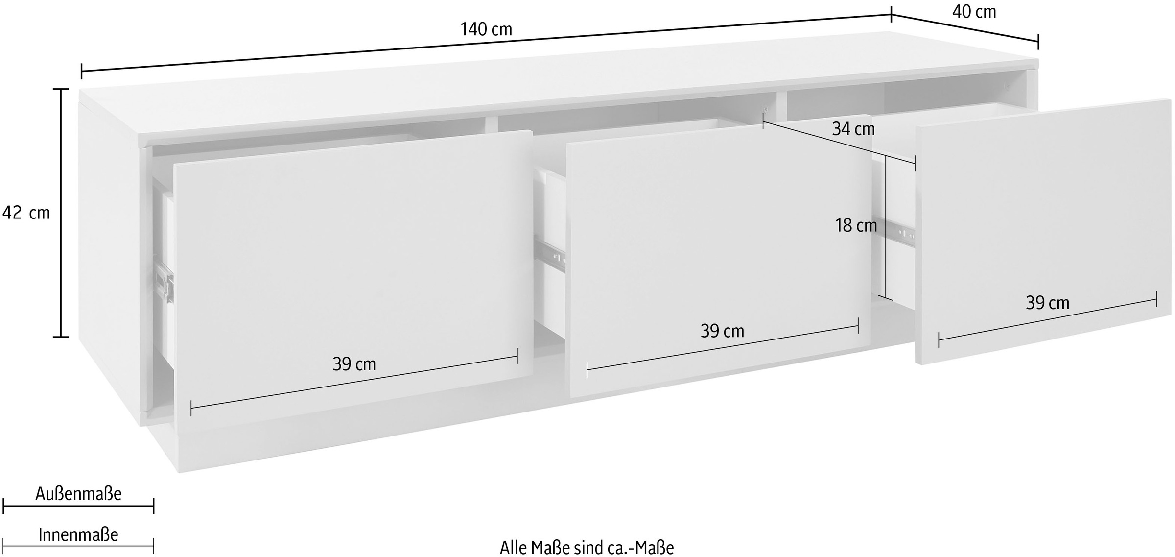 homsy by Ana Johnson TV-Schrank »Storvia« seidenmatte Lackierung, geräuschlose Soft-Close-Schubladen, B 140 cm