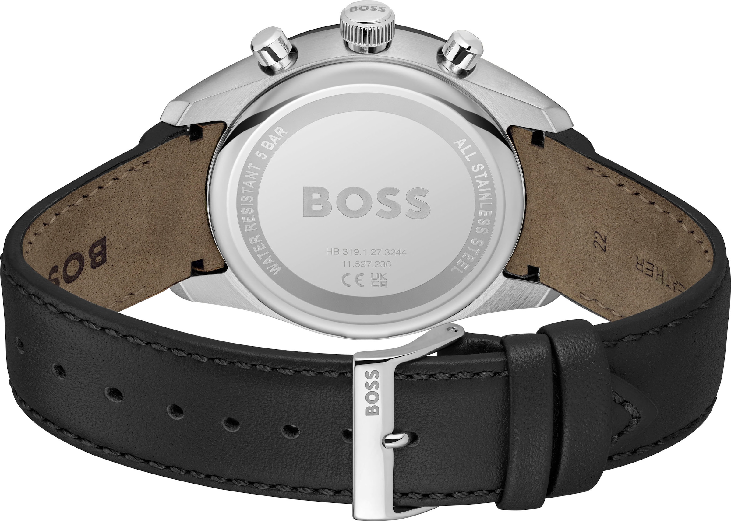 BOSS Chronograph »GRAND PRIX 44«, Quarzuhr, Armbanduhr, Herrenuhr, Lederarmband, analog, Tag