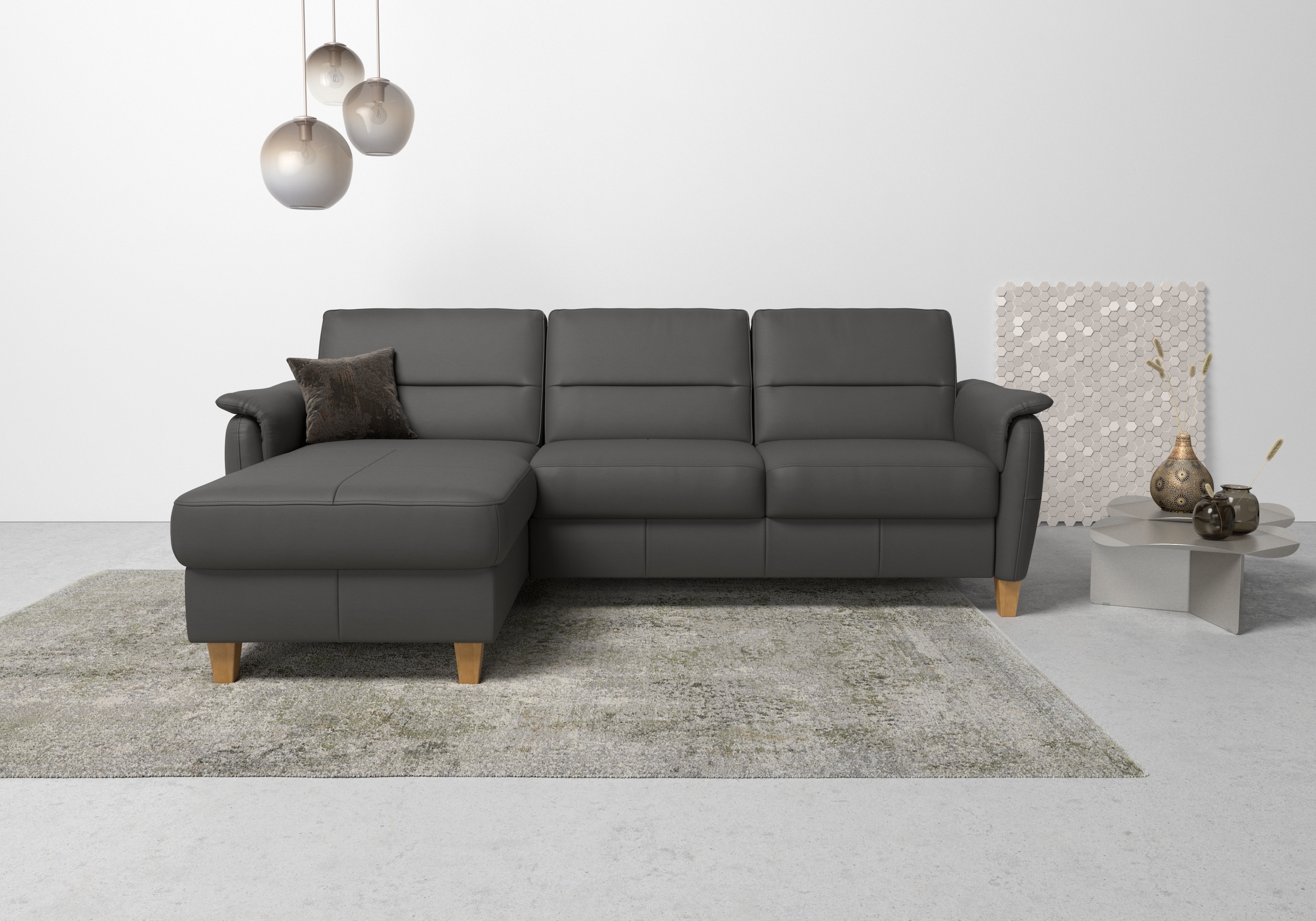 Home affaire Ecksofa "Palmera L-Form, B: 244 cm - OTTO. Verlässliche Qualität." optional Schlaffunktion & Bettkasten, Federkern