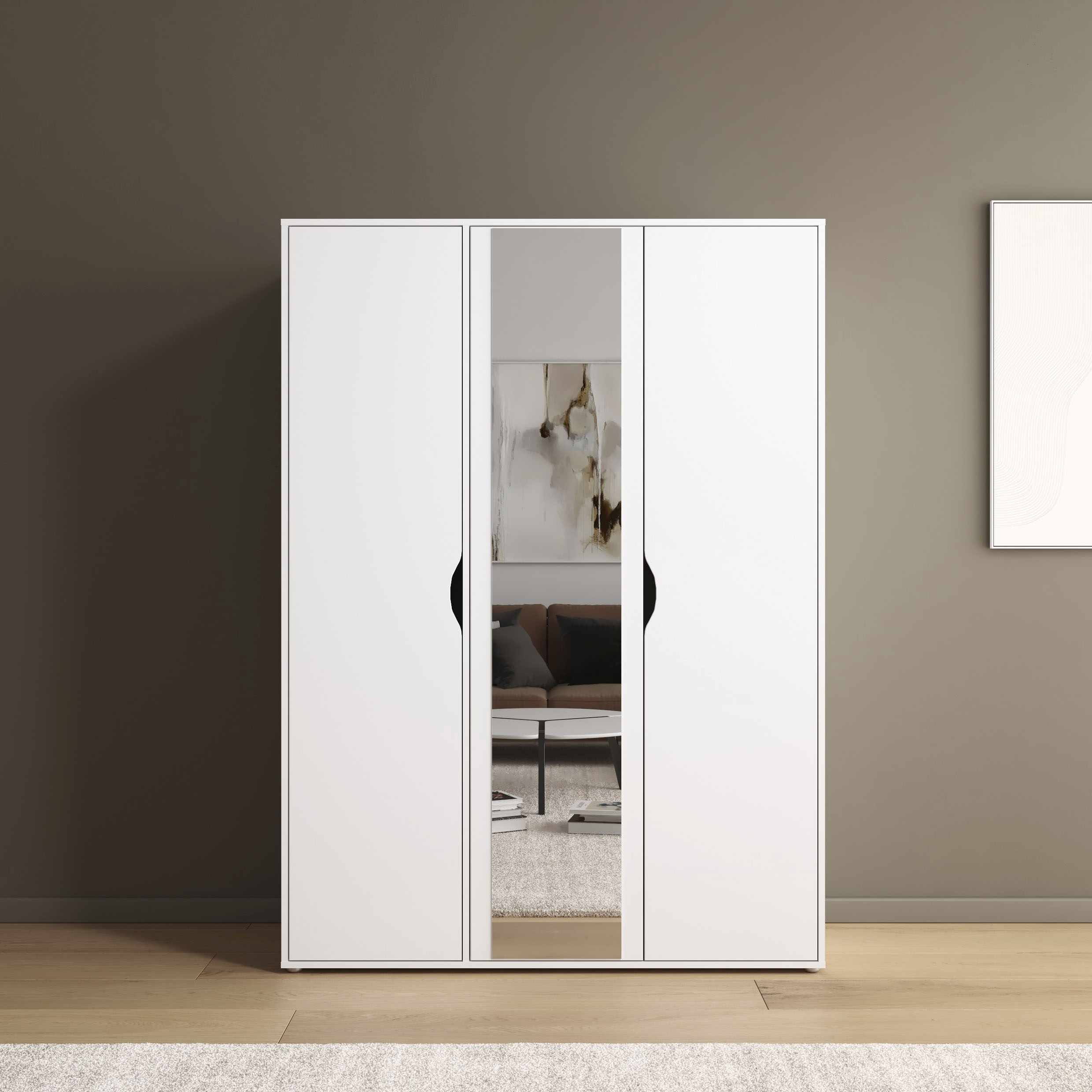 rauch Drehtürenschrank "Kleiderschrank Schrank Garderobe Wäscheschrank NARAI mit Spiegel" in 3 verschiedenen Ausstattungen BASIC/CLASSIC/PREMIUM, Griffausfräsungen für eine grifflose Optik TOPSELLER MADE IN GERMANY