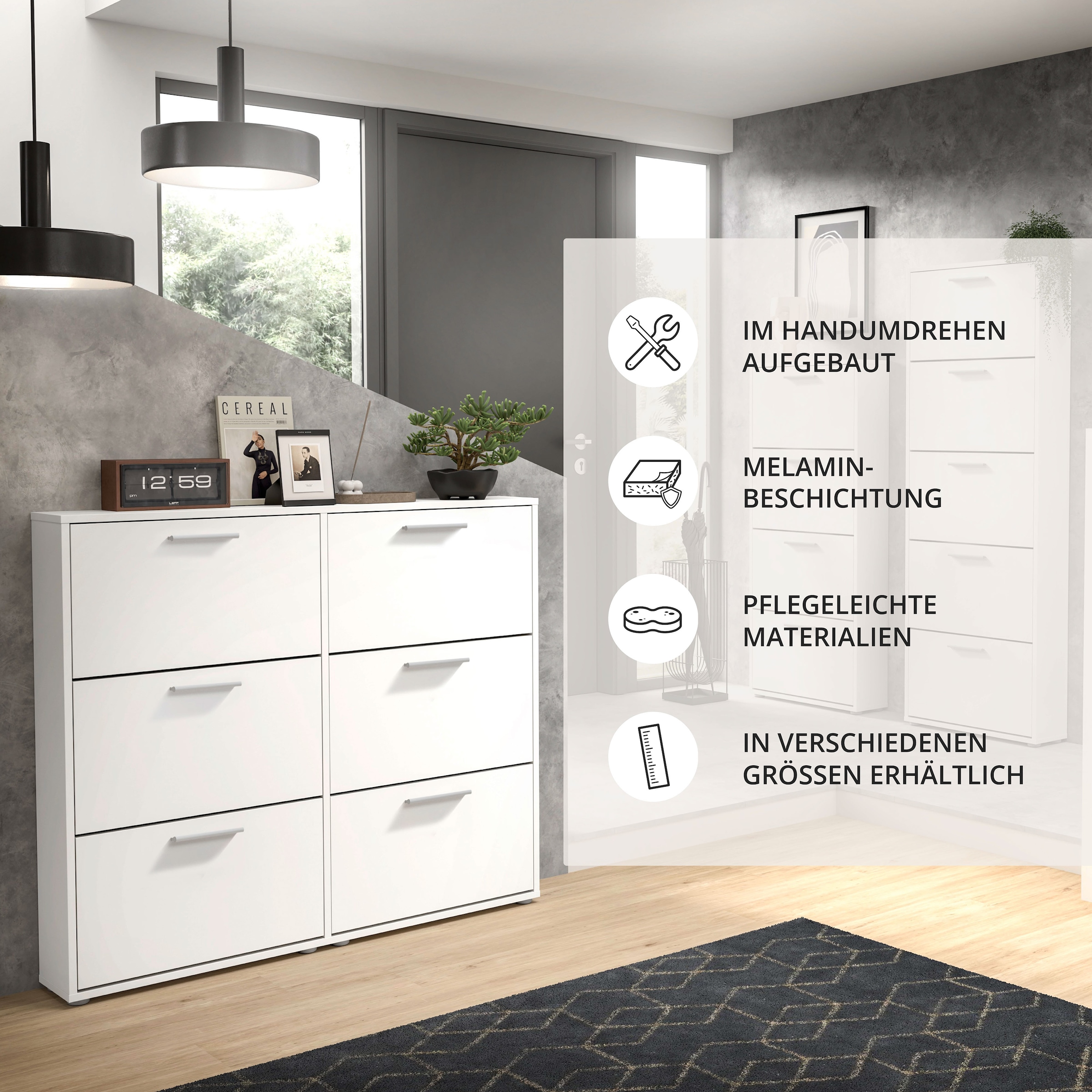 HBZ Schuhkipper »Sam Schuhkipper, Schuhschrank BxHxT 116x103x17 cm« 1 Stk. tlg. mit 6 Klappen